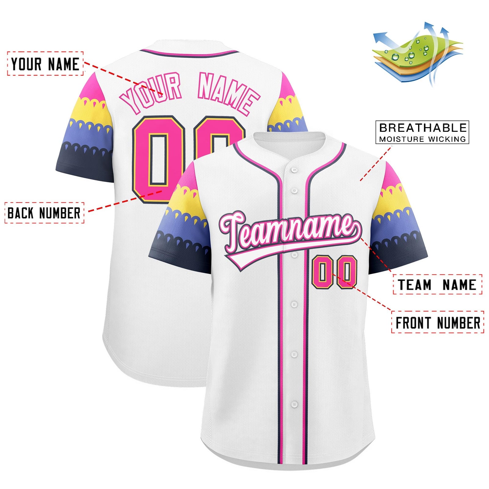 Custom White Rose Red Navy Sleeve Flag Lace Baseball Jersey | Sublimation Printed & Embroidery,Add Name and Numbern,Perfect for Teams | KXKSHOP