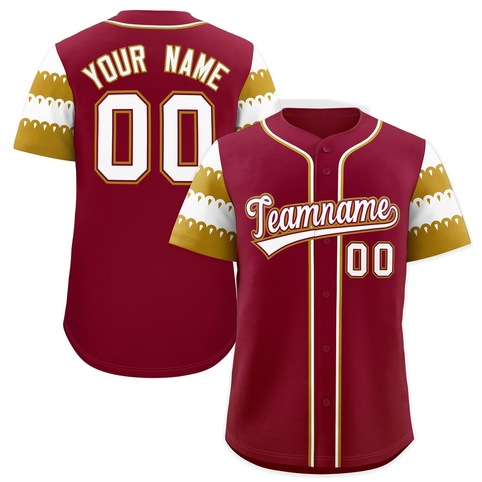 Custom Crimson Old Gold White Sleeve Flag Lace Baseball Jersey | Sublimation Printed & Embroidery,Add Name and Numbern,Perfect for Teams | KXKSHOP
