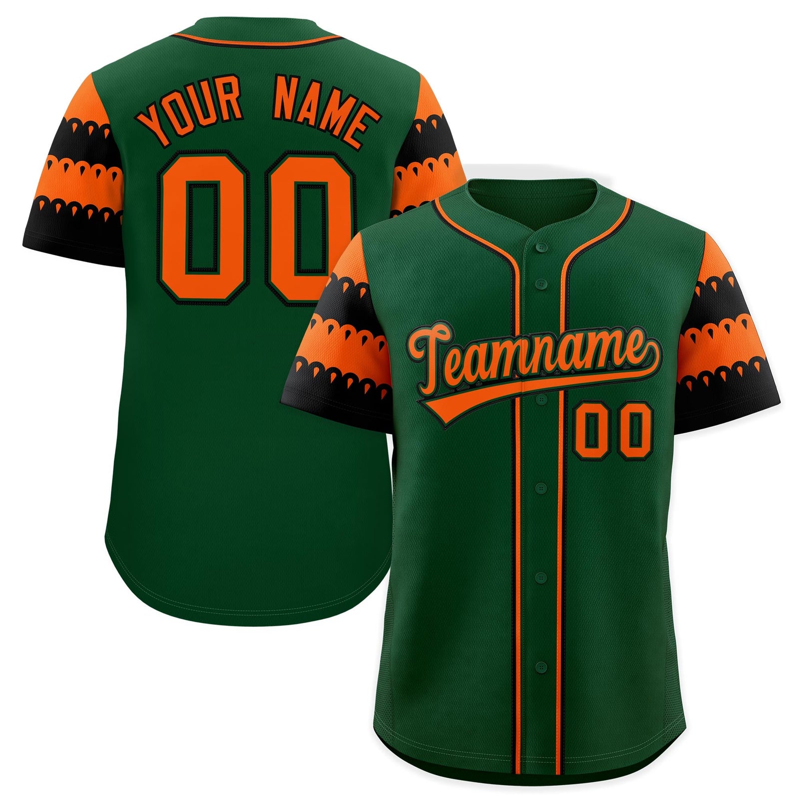 Custom Green Orange Black Sleeve Flag Lace Baseball Jersey | Sublimation Printed & Embroidery,Add Name and Numbern,Perfect for Teams | KXKSHOP