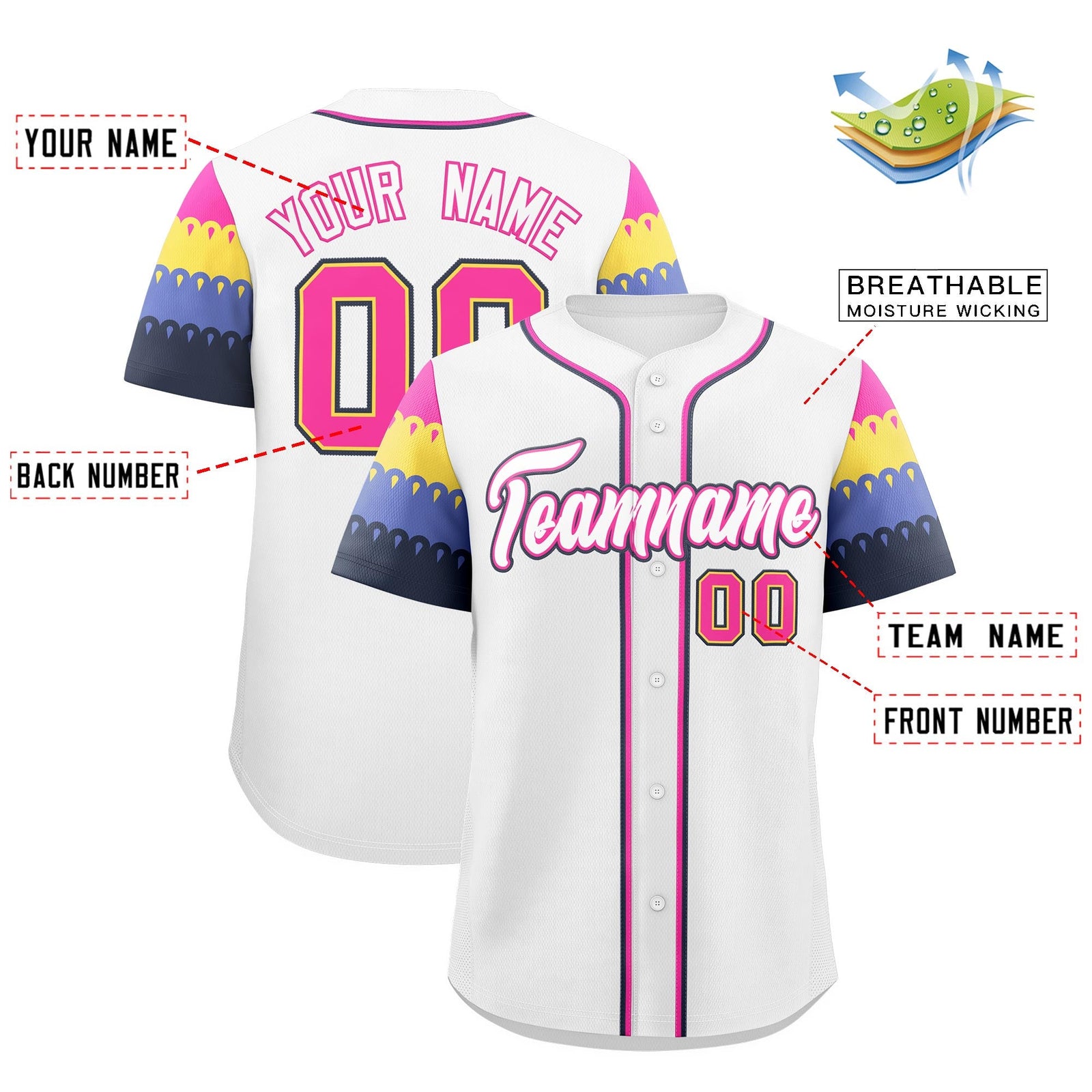 Custom White Rose Red Navy Sleeve Flag Lace Baseball Jersey | Sublimation Printed & Embroidery,Add Name and Numbern,Perfect for Teams | KXKSHOP