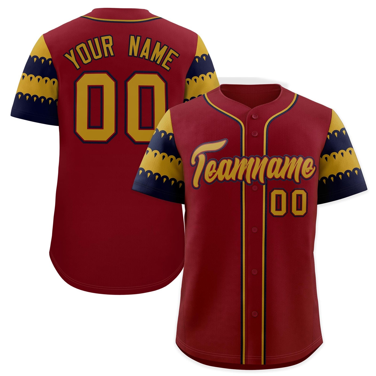 Custom Crimson Old Gold Navy Sleeve Flag Lace Baseball Jersey | Sublimation Printed & Embroidery,Add Name and Numbern,Perfect for Teams | KXKSHOP