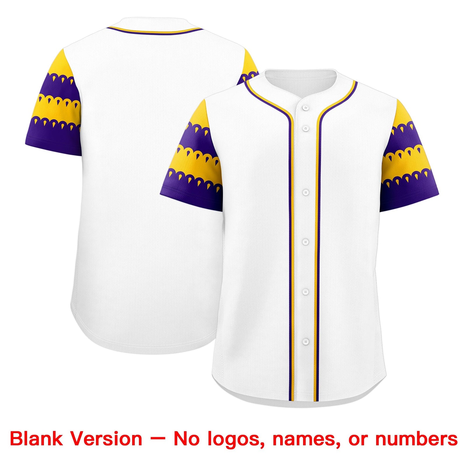 Custom White Gold Purple Sleeve Flag Lace Baseball Jersey | Sublimation Printed & Embroidery,Add Name and Numbern,Perfect for Teams | KXKSHOP