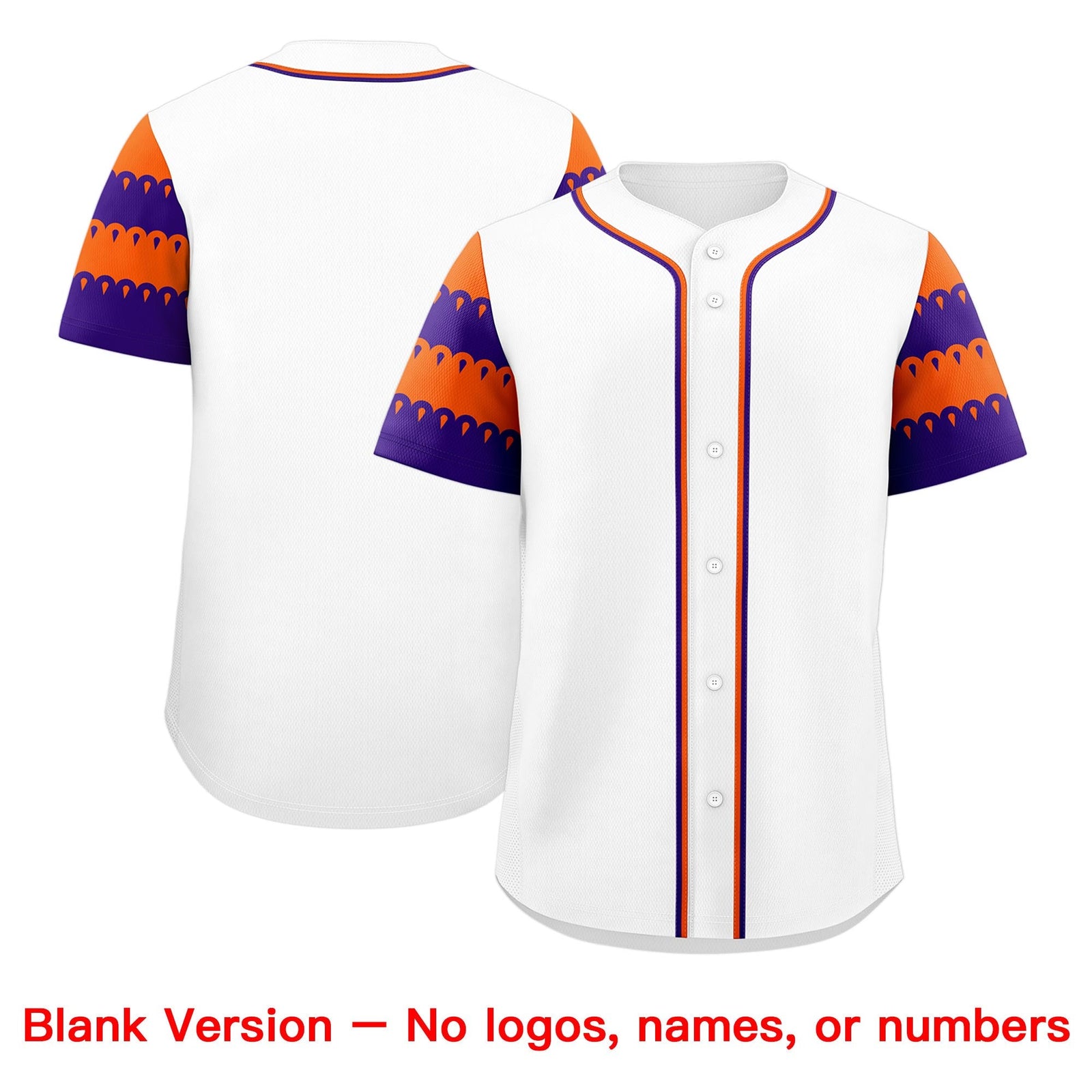 Custom White Orange Purple Sleeve Flag Lace Baseball Jersey | Sublimation Printed & Embroidery,Add Name and Numbern,Perfect for Teams | KXKSHOP