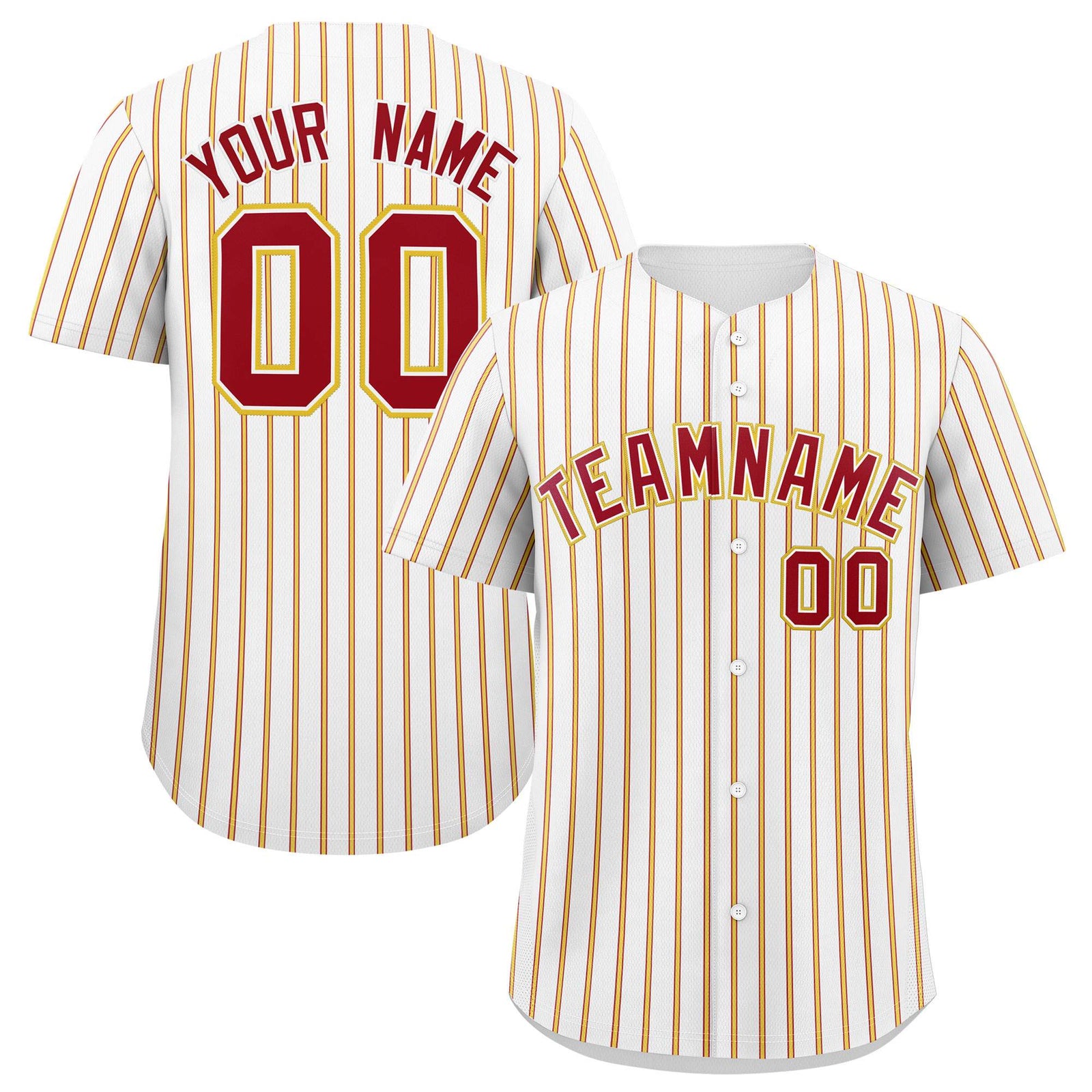 Custom White Red Tricolor Stripe Fashion Authentic Baseball Jersey