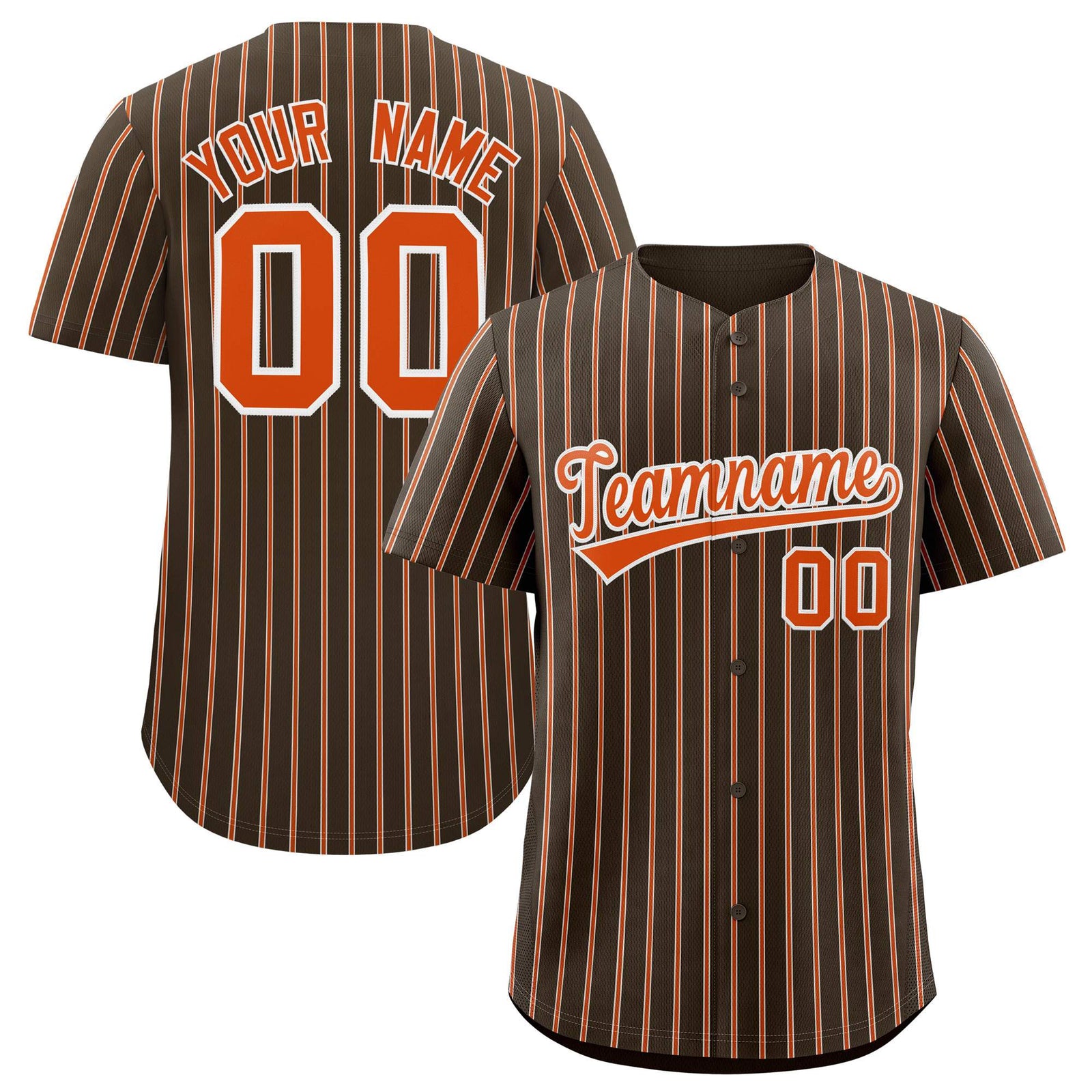 Custom Brown White Tricolor Stripe Fashion Authentic Baseball Jersey