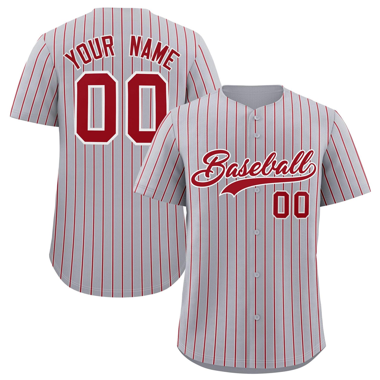 Custom Gray White Tricolor Stripe Fashion Authentic Baseball Jersey
