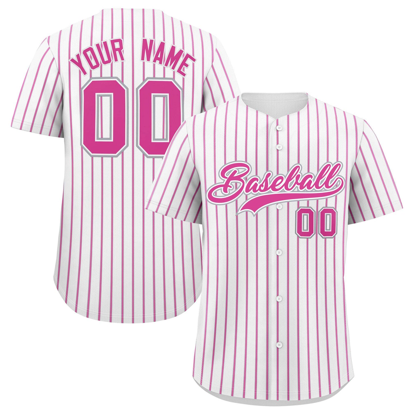Custom White Gray Tricolor Stripe Fashion Authentic Baseball Jersey