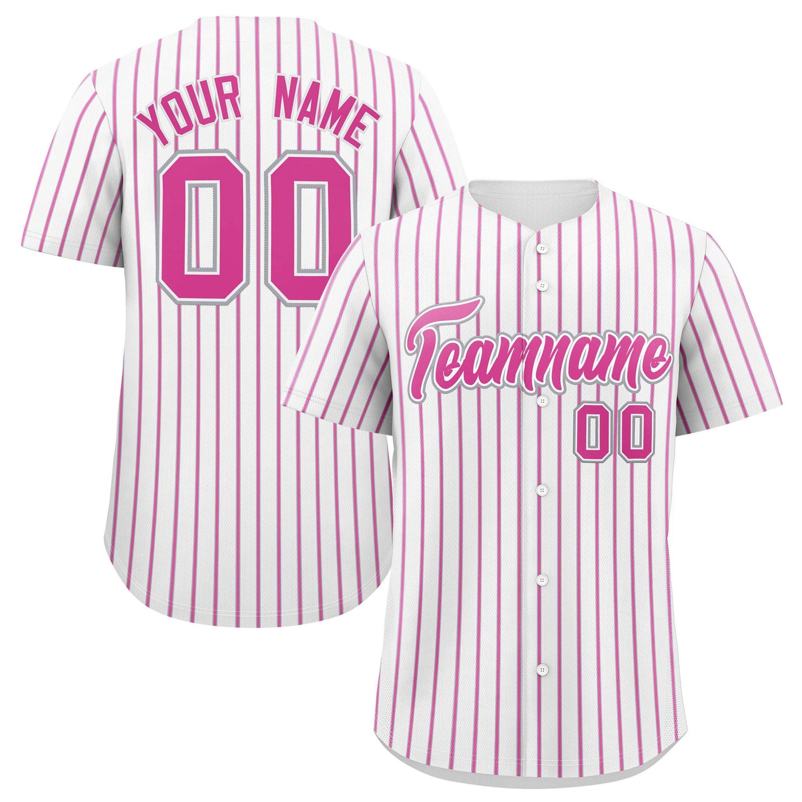 Custom White Gray Tricolor Stripe Fashion Authentic Baseball Jersey