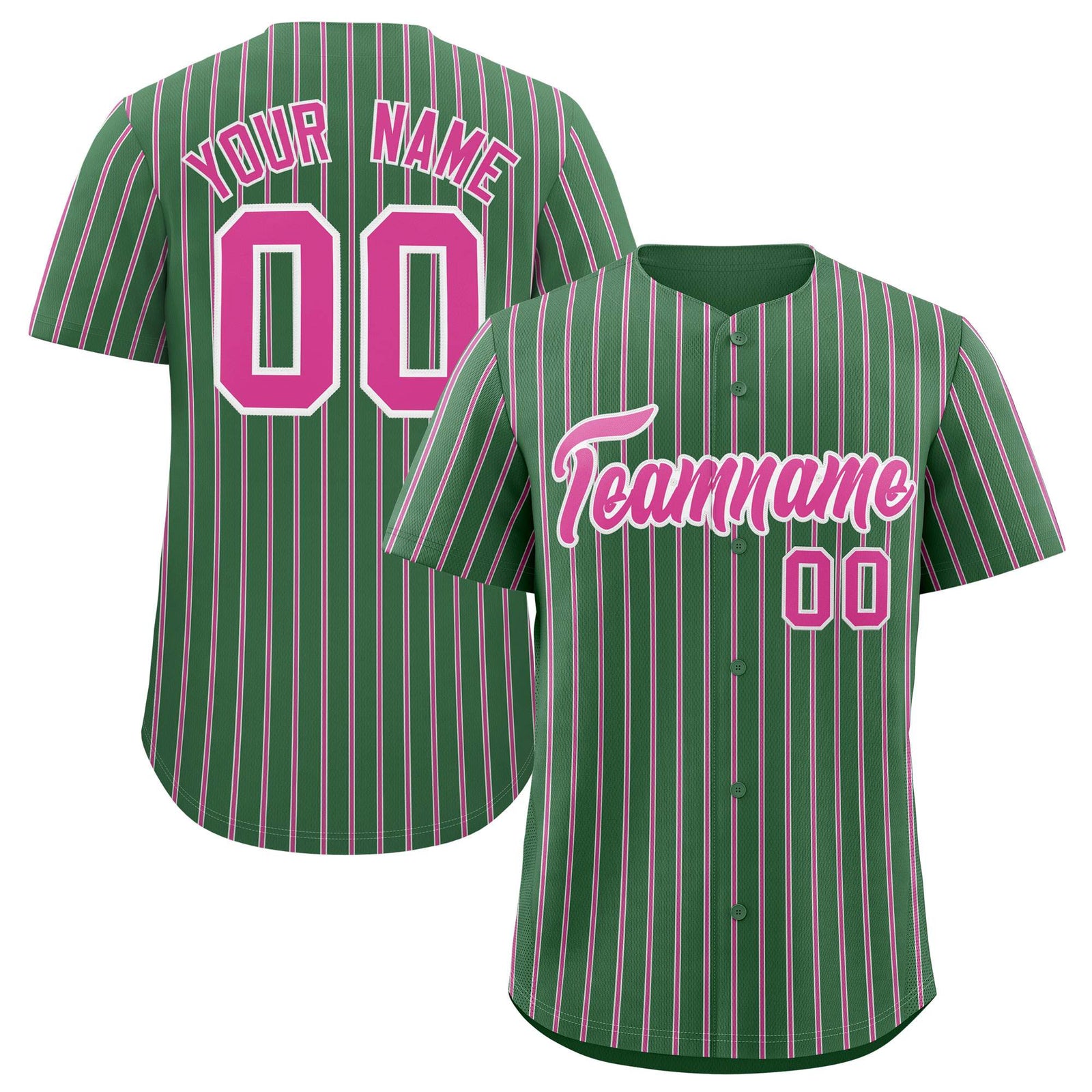 Custom Kelly Green White Tricolor Stripe Fashion Authentic Baseball Jersey
