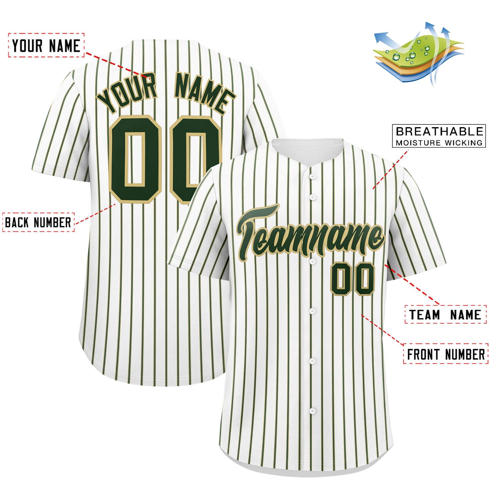 Custom White Khaki Tricolor Stripe Fashion Authentic Baseball Jersey