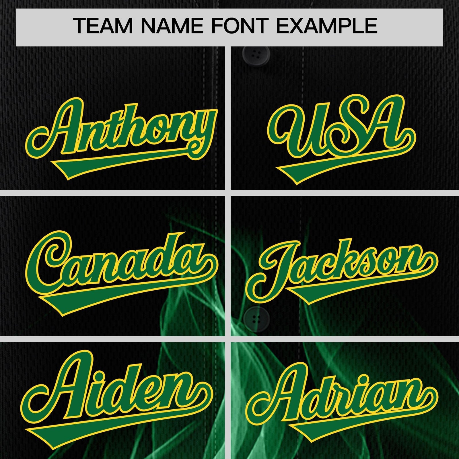 Custom Black Kelly Green Gold Flame Graffiti Pattern Personalization Baseball Jersey| KXKSHOP