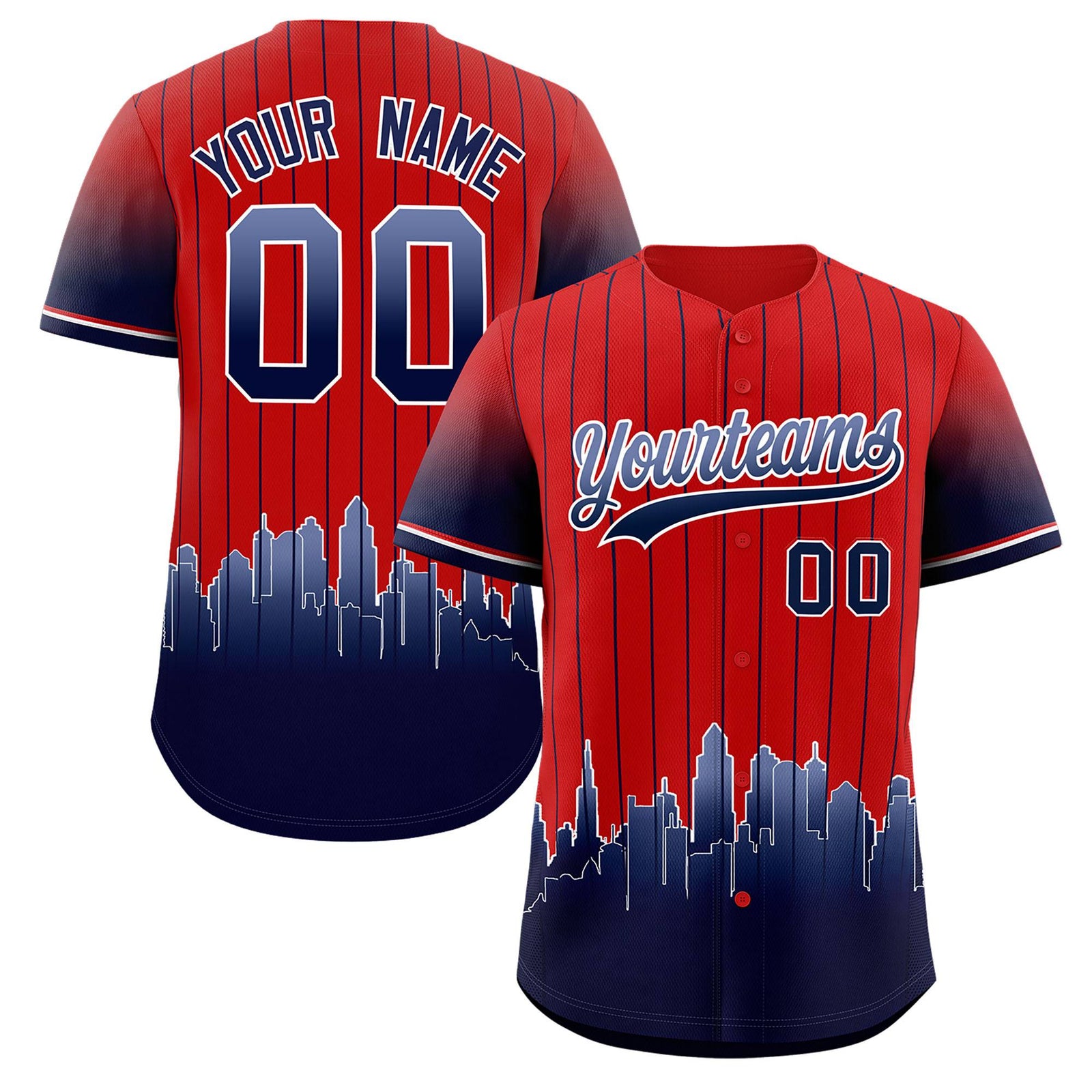 Custom Red Boston City Silhouette Authentic Baseball Jersey