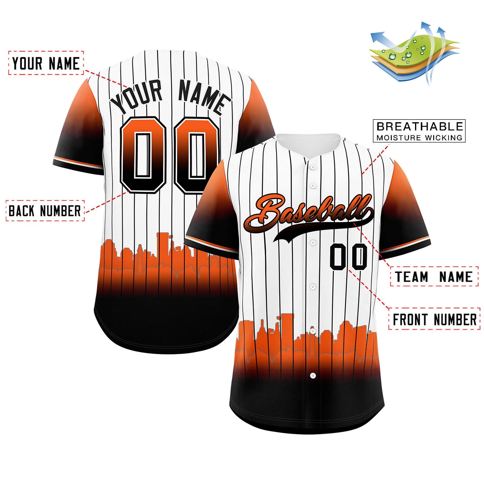 Custom White Baltimore City Silhouette Authentic Baseball Jersey