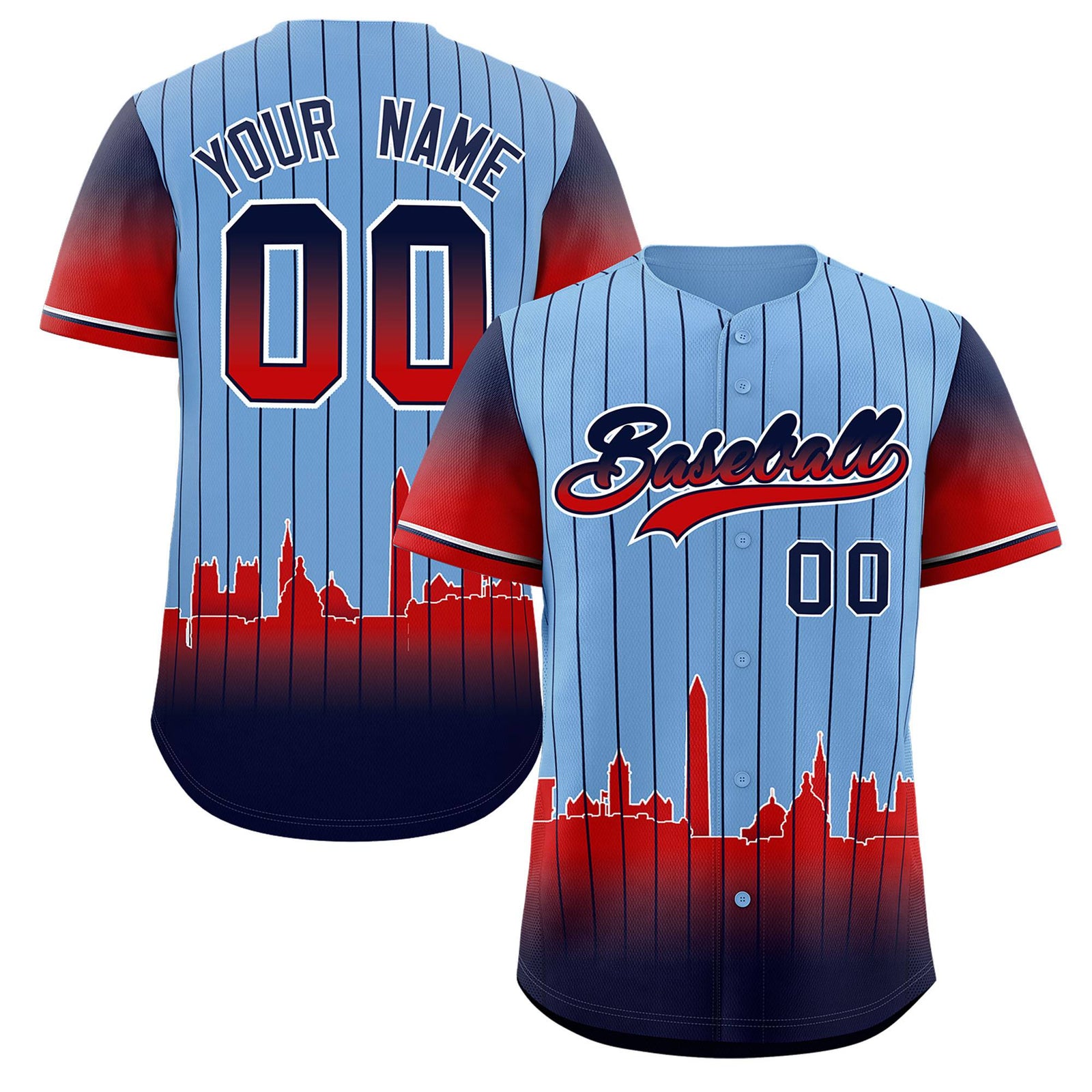 Custom Powder Blue Washington City Silhouette Authentic Baseball Jersey