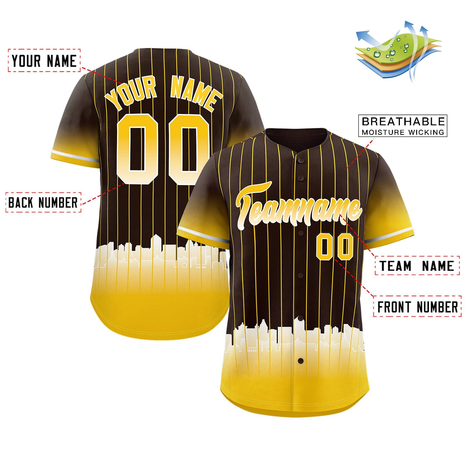 Custom Brown San Diego City Silhouette Authentic Baseball Jersey
