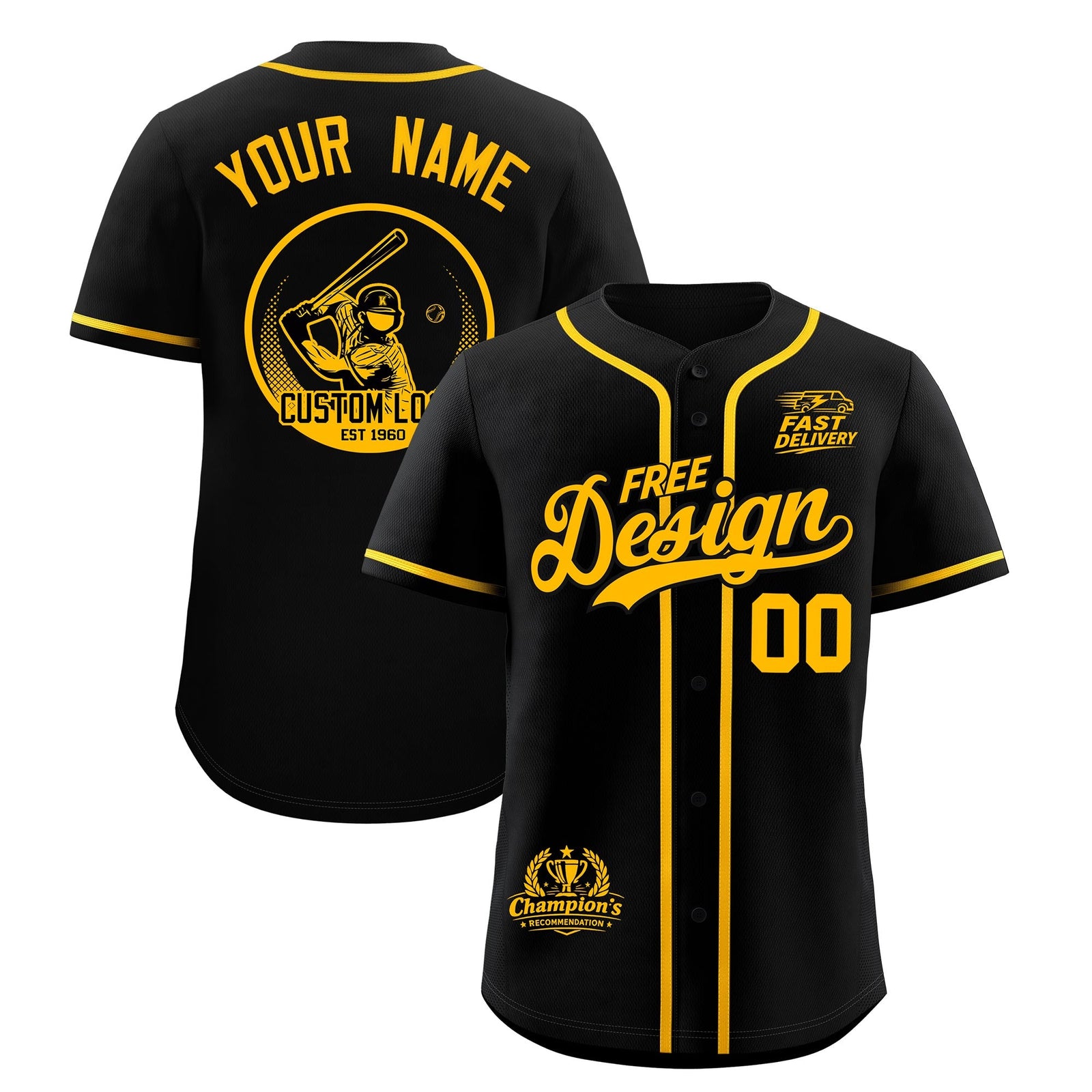 Custom Black Yellow Classic Style Stitched Sports Uniform Personalized For Teams Baseball Jersey| KXKSHOP