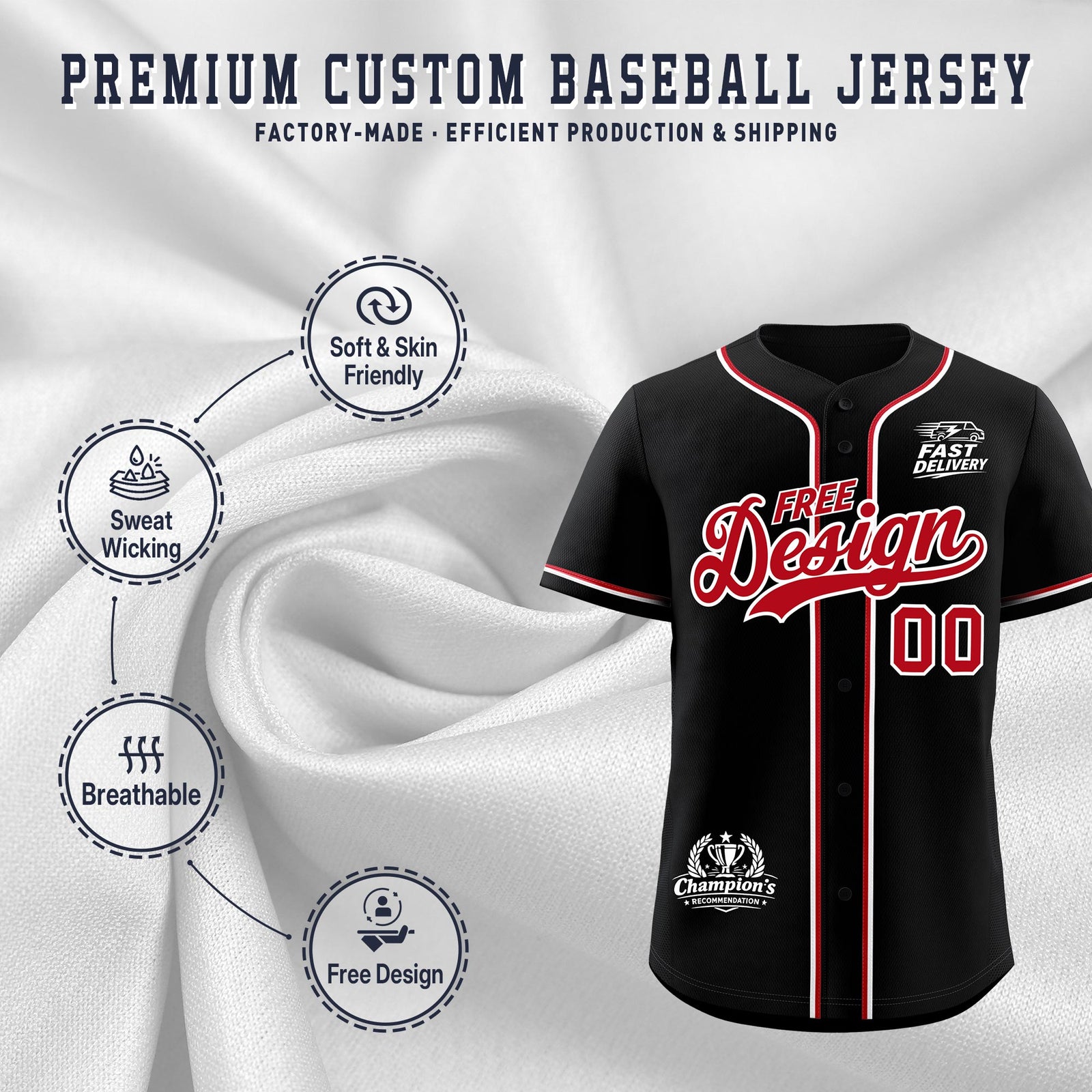 Custom Black Red Classic Style Stitched Sports Uniform Personalized For Teams Baseball Jersey| KXKSHOP