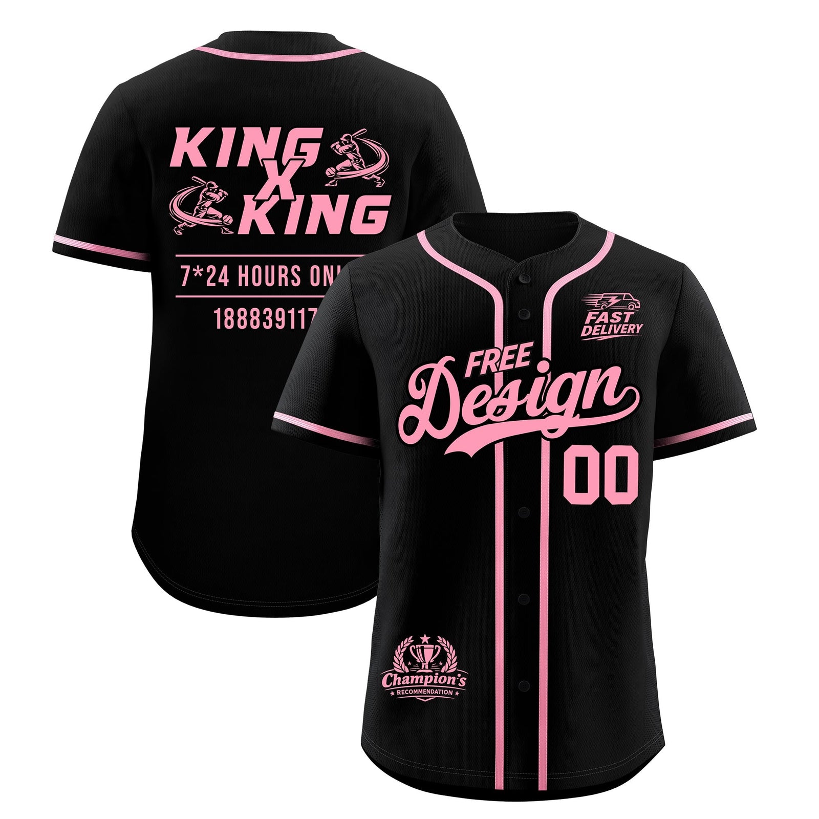 Custom Black Light Pink Classic Style Stitched Sports Uniform Personalized For Teams Baseball Jersey| KXKSHOP