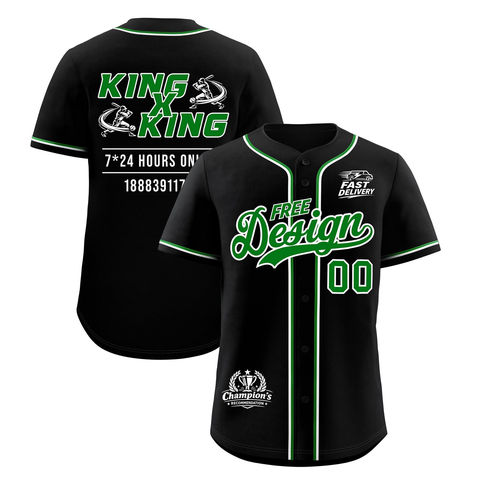 Custom Black Kelly Green Classic Style Stitched Sports Uniform Personalized For Teams Baseball Jersey| KXKSHOP