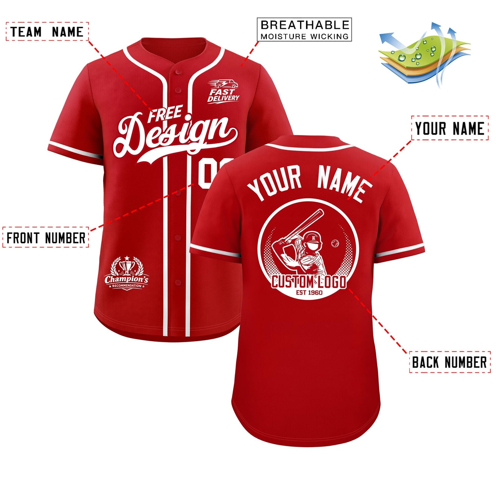 Custom Red White Classic Style Stitched Sports Uniform Personalized For Teams Baseball Jersey| KXKSHOP
