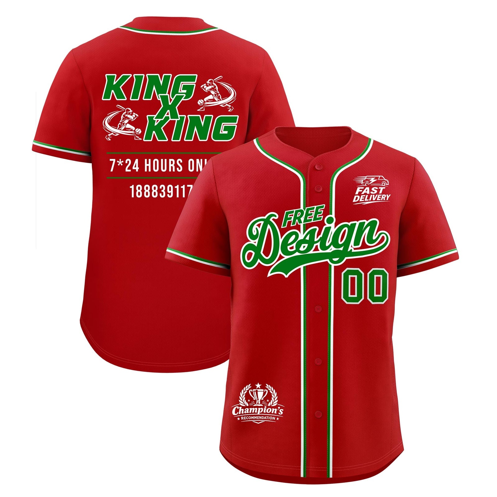 Custom Red Kelly Green Classic Style Stitched Sports Uniform Personalized For Teams Baseball Jersey| KXKSHOP