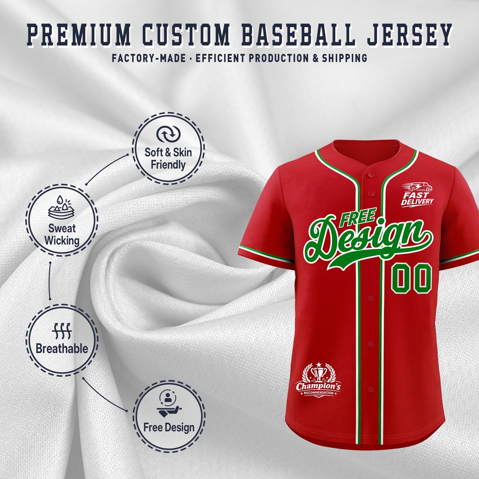 Custom Red Kelly Green Classic Style Stitched Sports Uniform Personalized For Teams Baseball Jersey| KXKSHOP