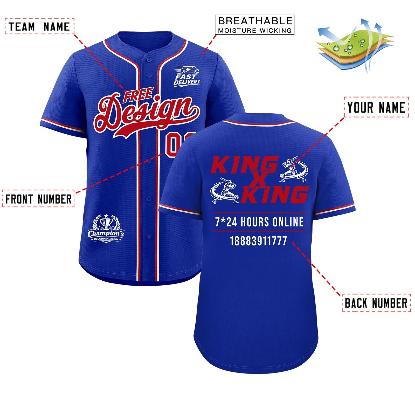 Custom Royal Red Classic Style Stitched Sports Uniform Personalized For Teams Baseball Jersey| KXKSHOP