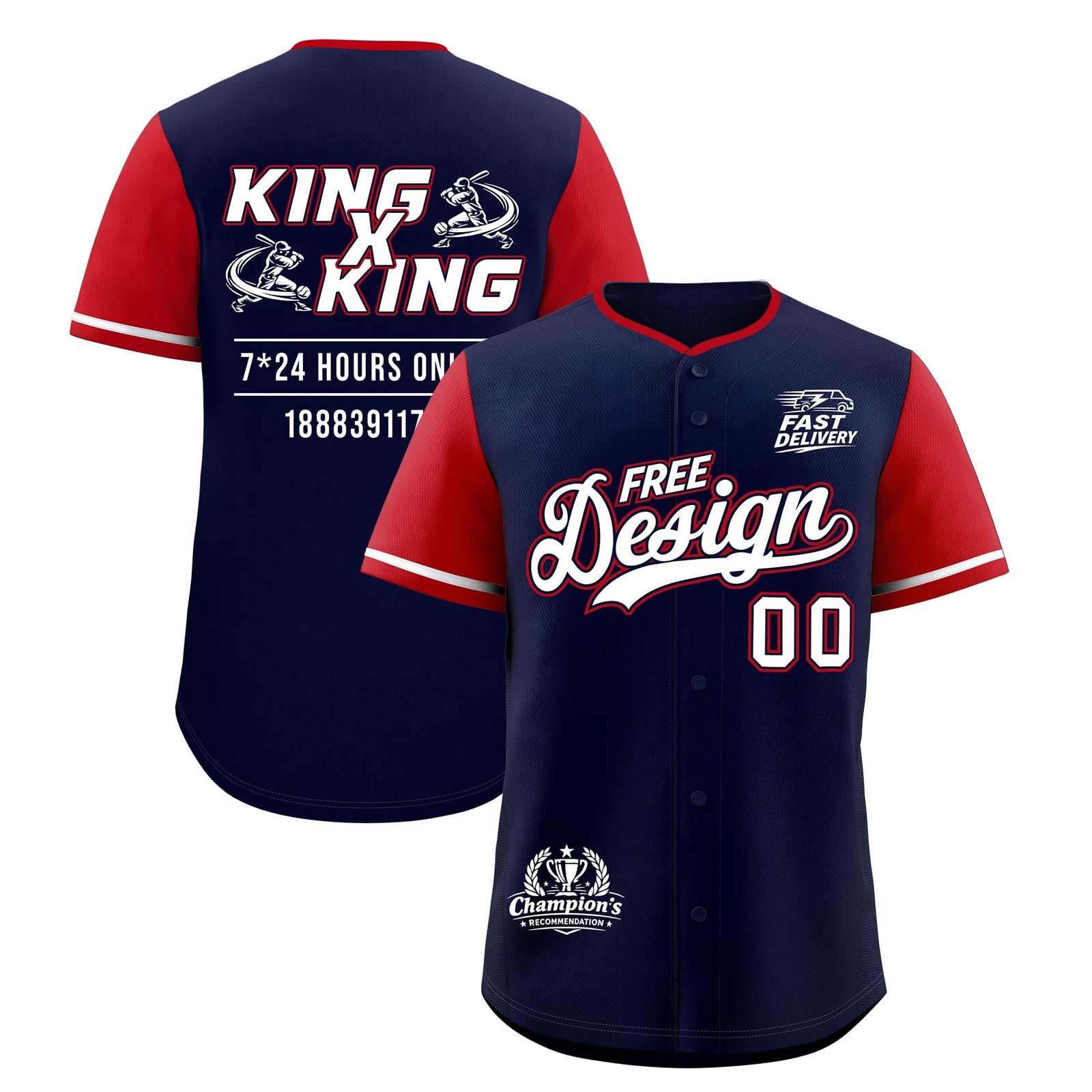 Custom Navy White Red Classic Style Stitched Sports Uniform Personalized For Teams Baseball Jersey| KXKSHOP