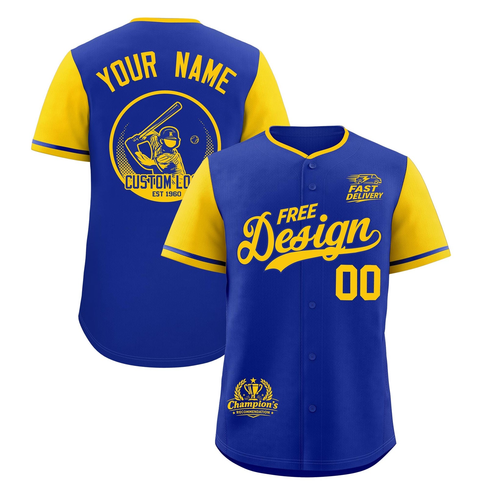 Custom Royal Yellow Classic Style Stitched Sports Uniform Personalized For Teams Baseball Jersey| KXKSHOP