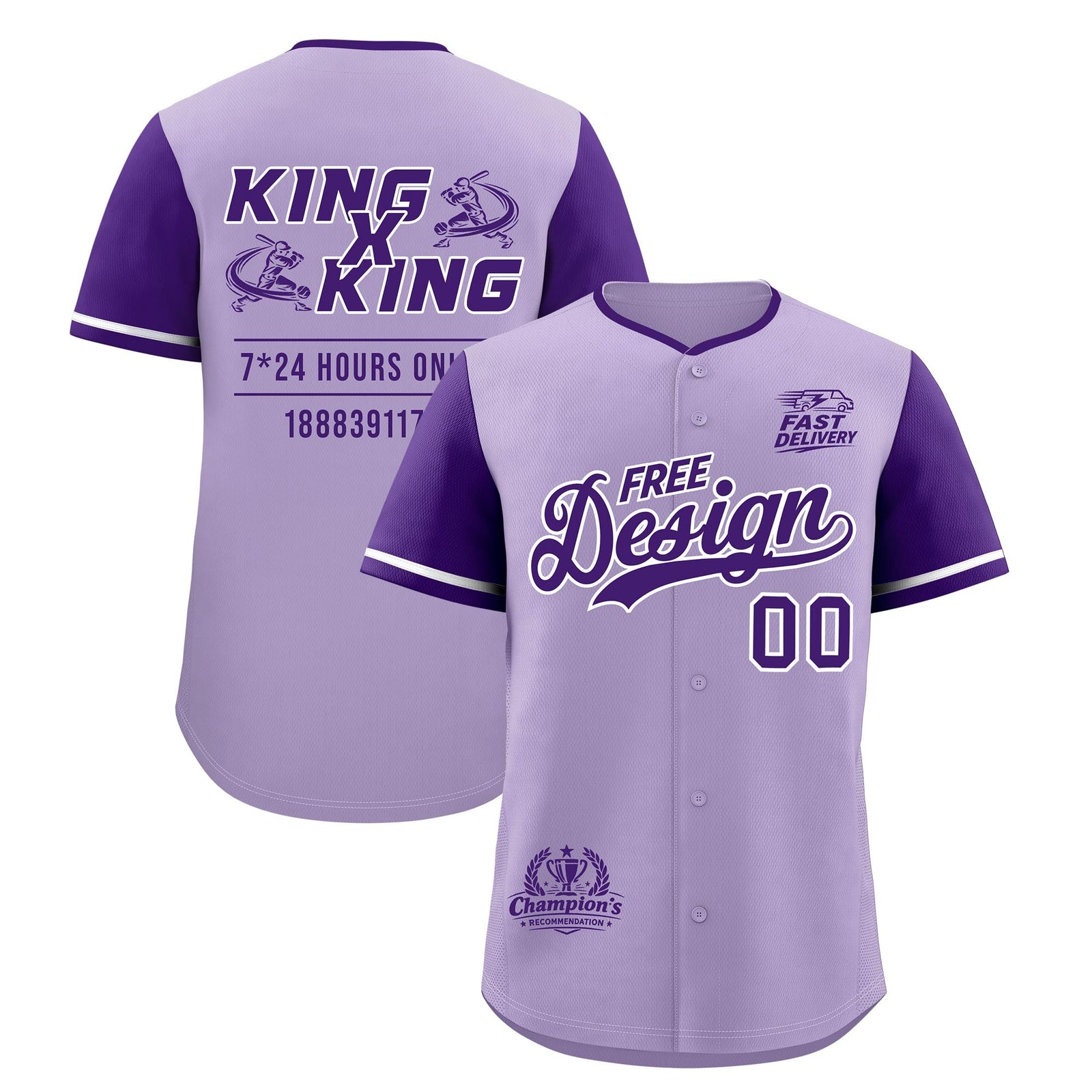 Custom Light Purple Purple Classic Style Stitched Sports Uniform Personalized For Teams Baseball Jersey| KXKSHOP