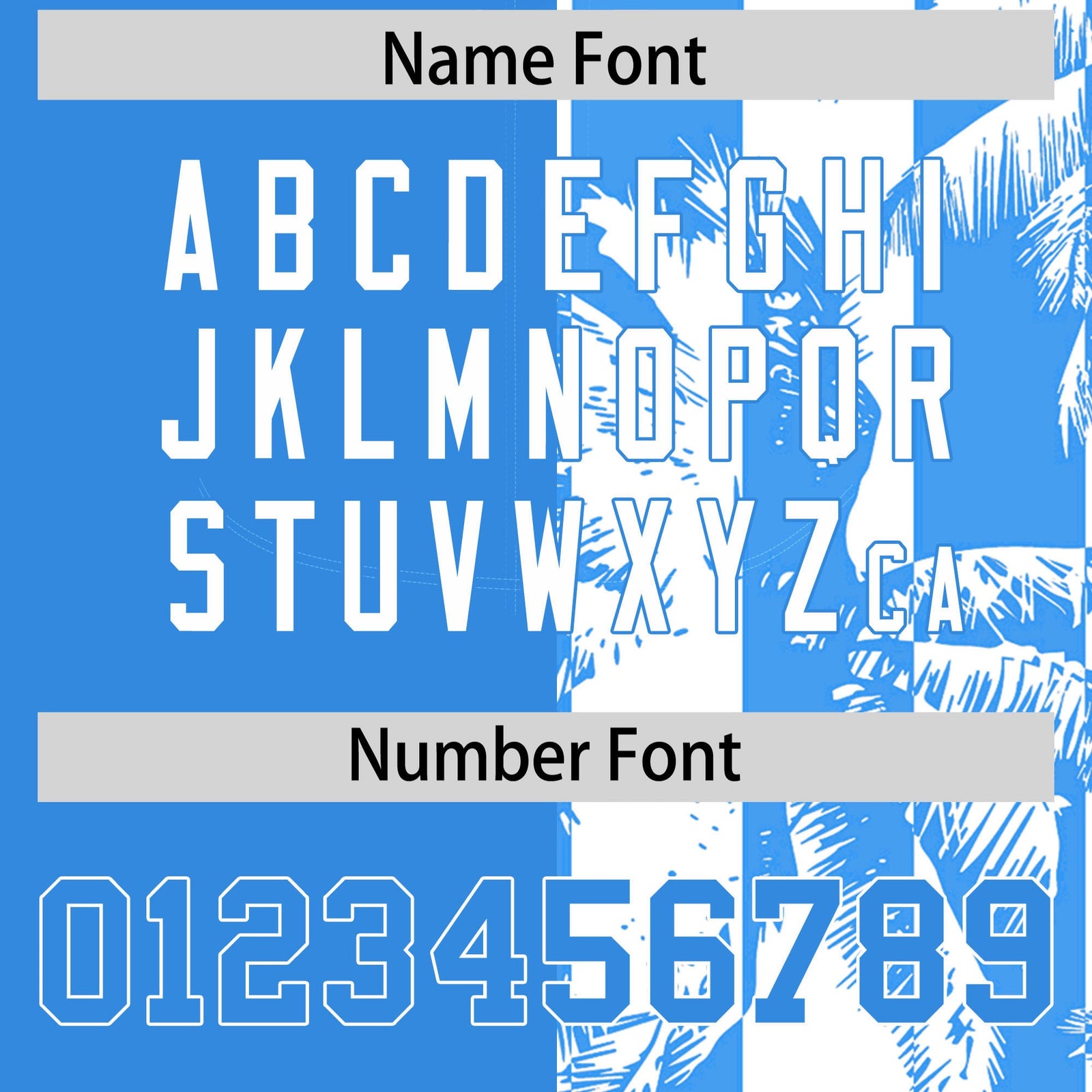 Custom Powder Blue White Split Fashion Coconut Tree Design Authentic Baseball Jersey