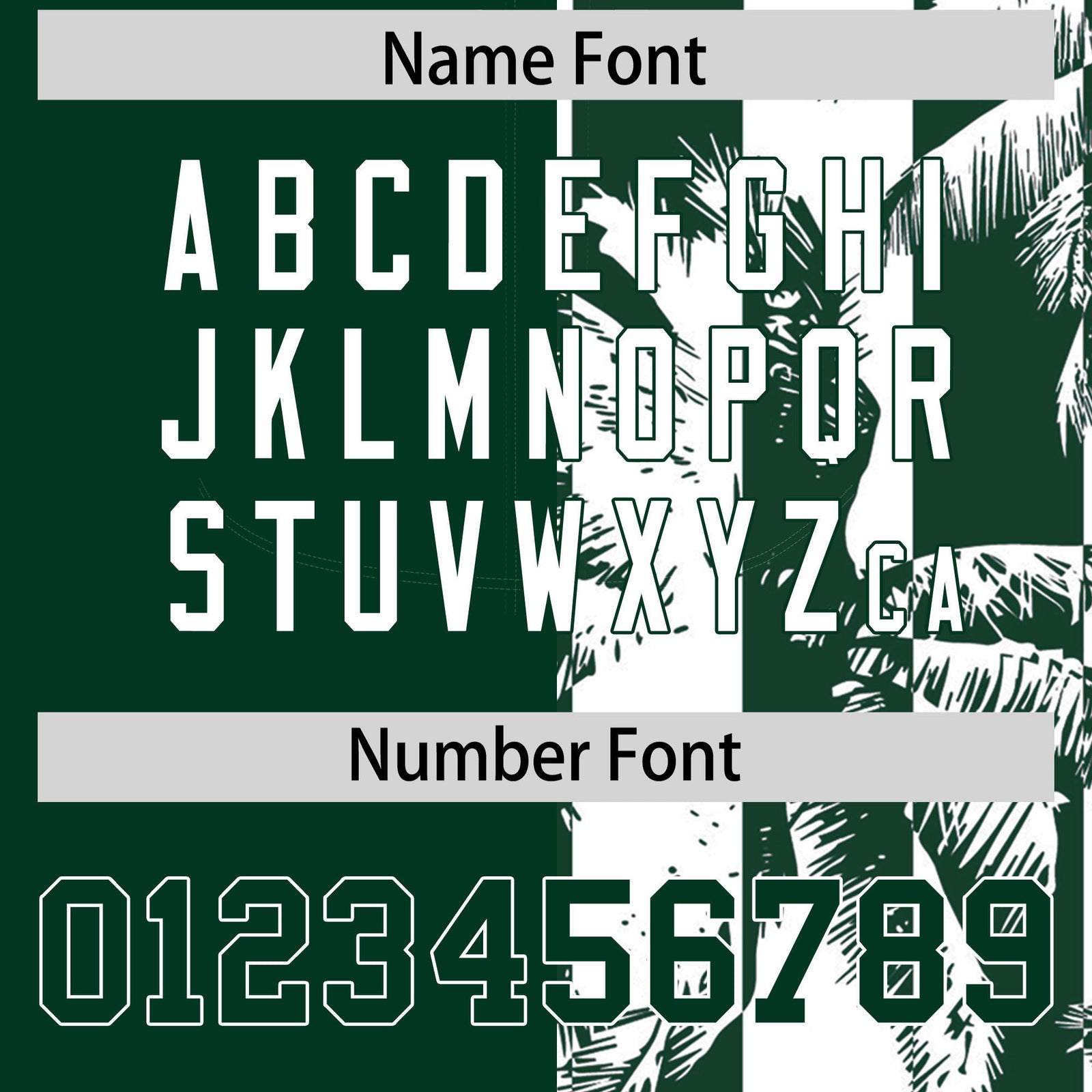 Custom Green White Split Fashion Coconut Tree Design Authentic Baseball Jersey