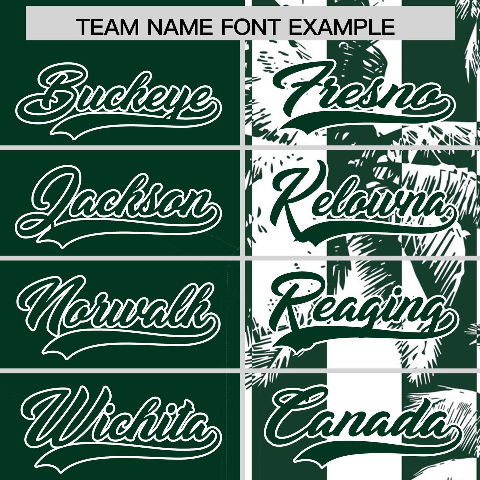 Custom Green White Split Fashion Coconut Tree Design Authentic Baseball Jersey