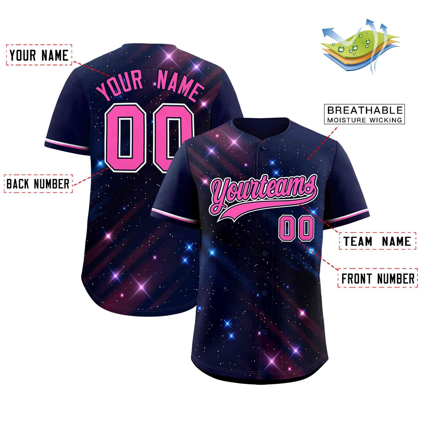 Custom Navy Personalized Starburst Pattern Authentic Baseball Jersey