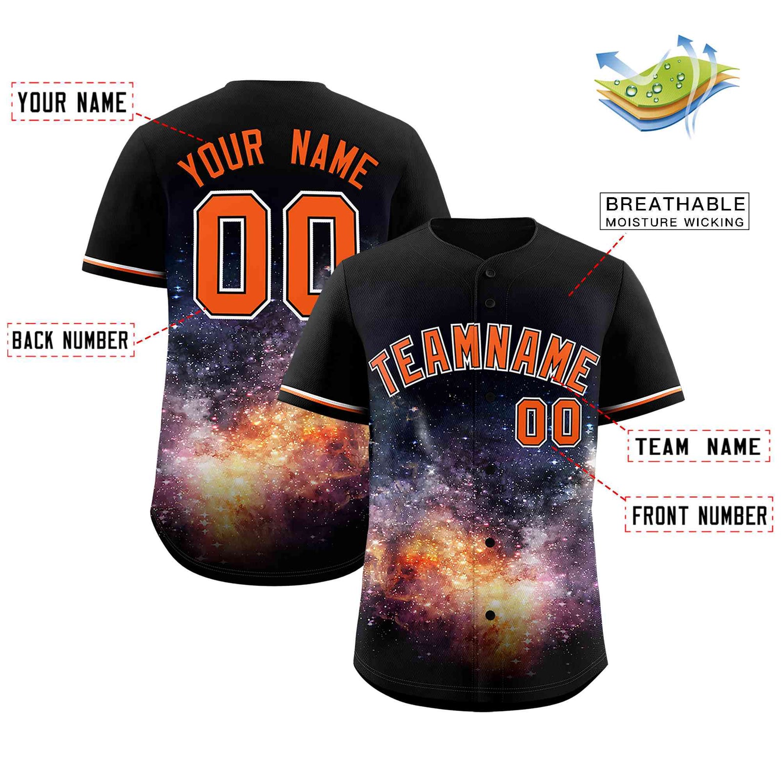 Custom Black Personalized Starburst Pattern Authentic Baseball Jersey