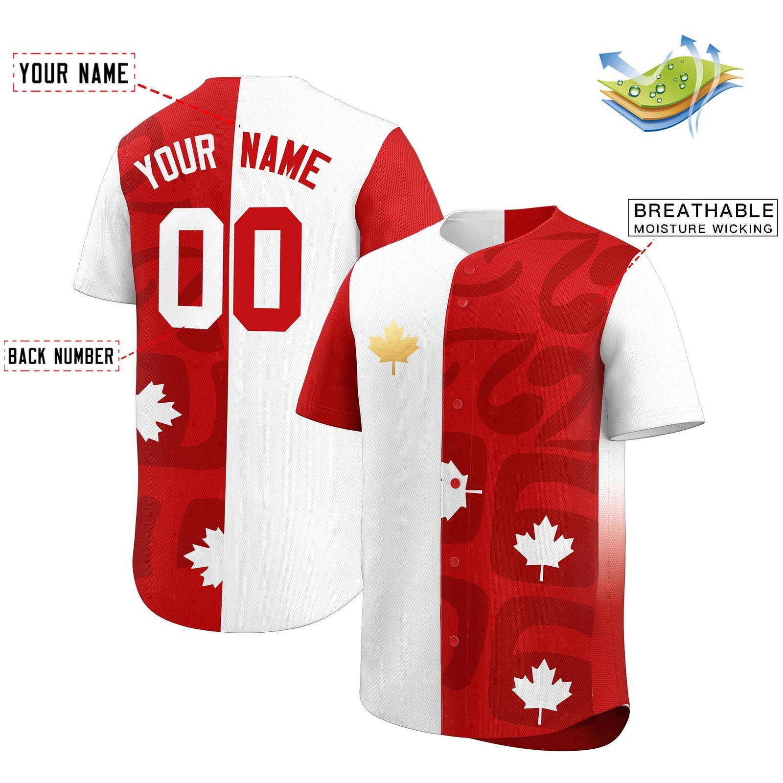 Custom White Red Baseball Jerseys Graffiti World Cup Inspired Style Canada Maple Leaf Group Party Jersey