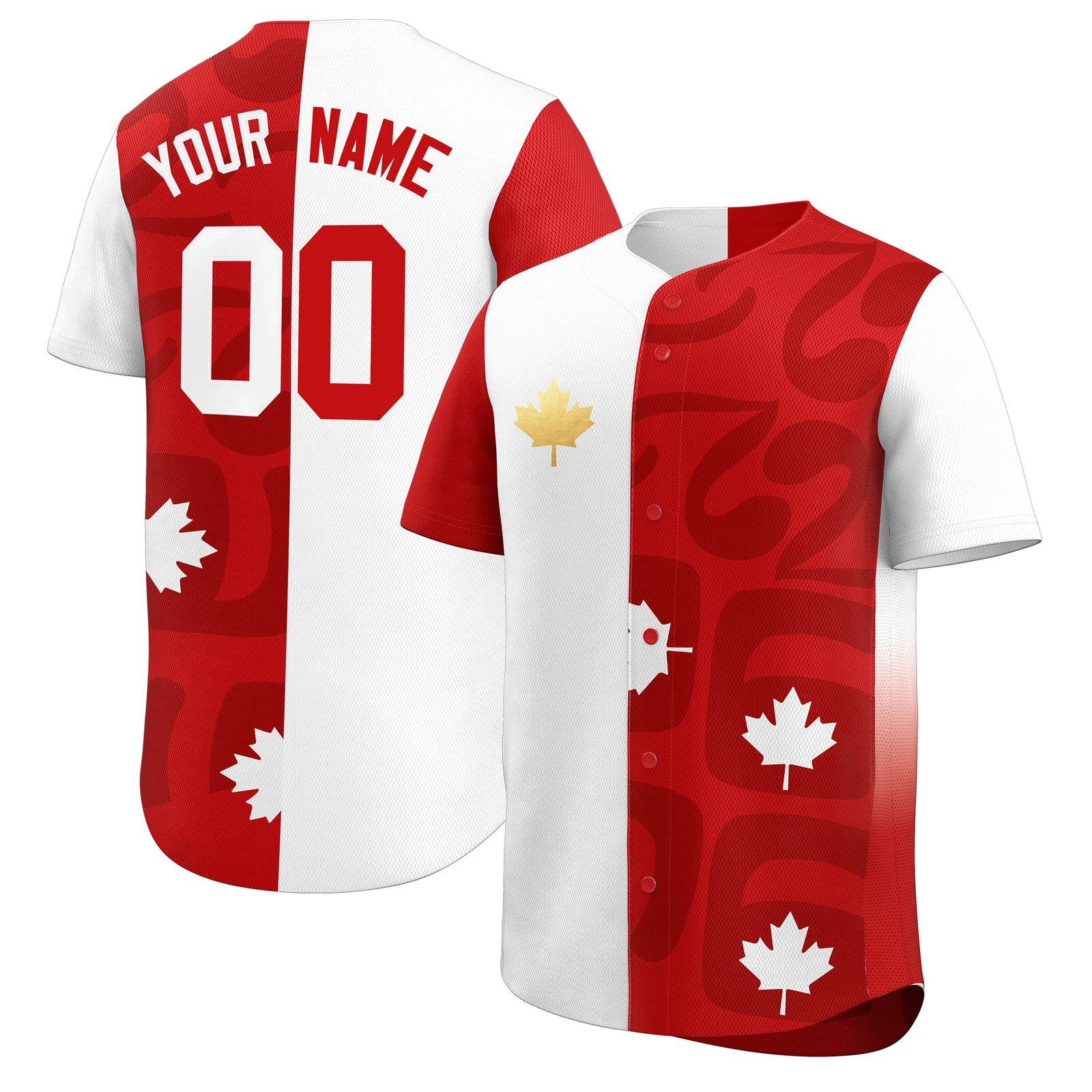 Custom White Red Baseball Jerseys Graffiti World Cup Inspired Style Canada Maple Leaf Group Party Jersey