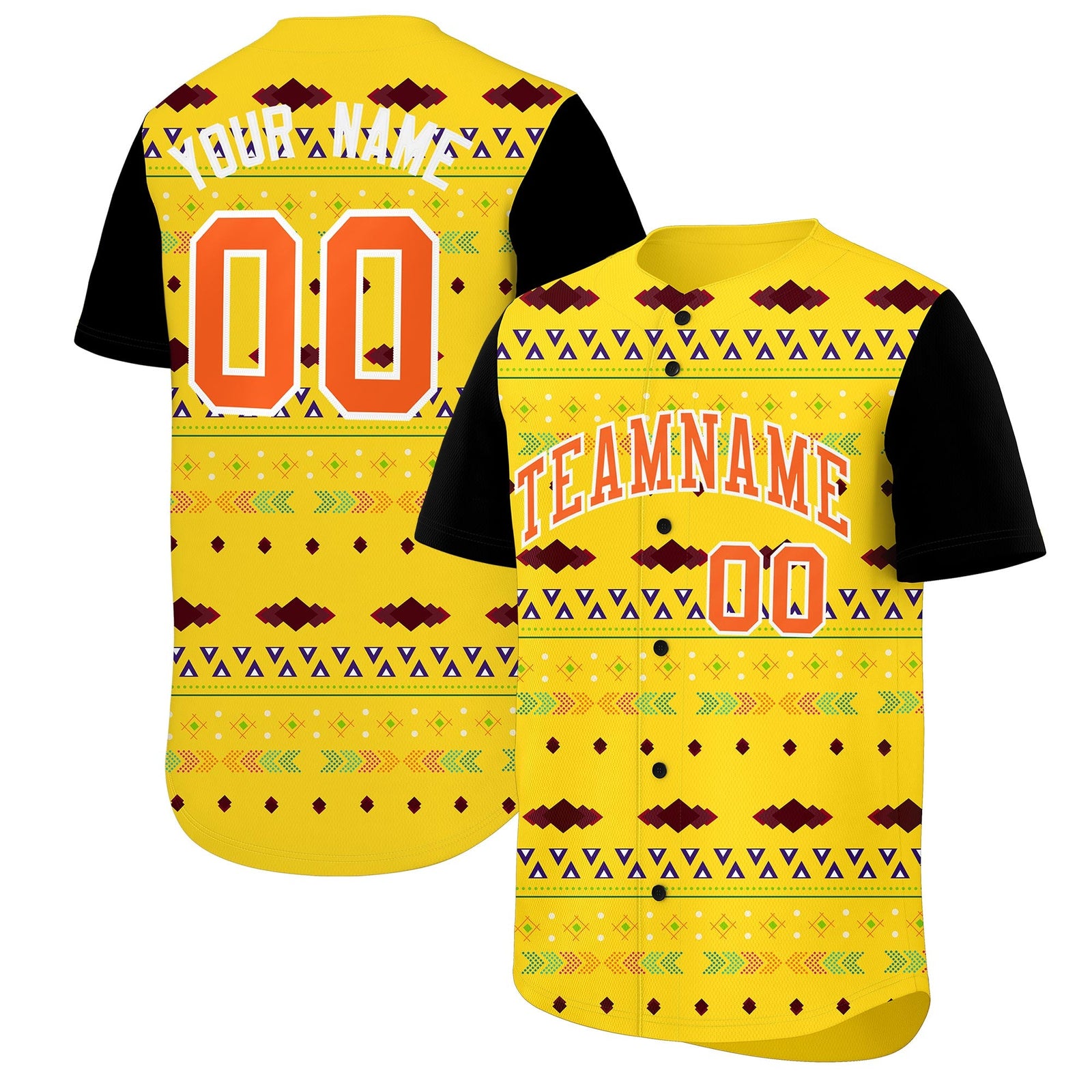 Custom Gold Black White Mexican style Stretch Fabric Baseball Jersey| KXKSHOP