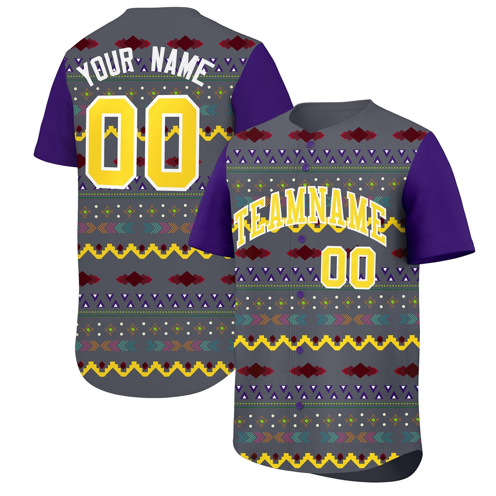 Custom Purple White Gold Mexican style Lightweight Baseball Jersey| KXKSHOP