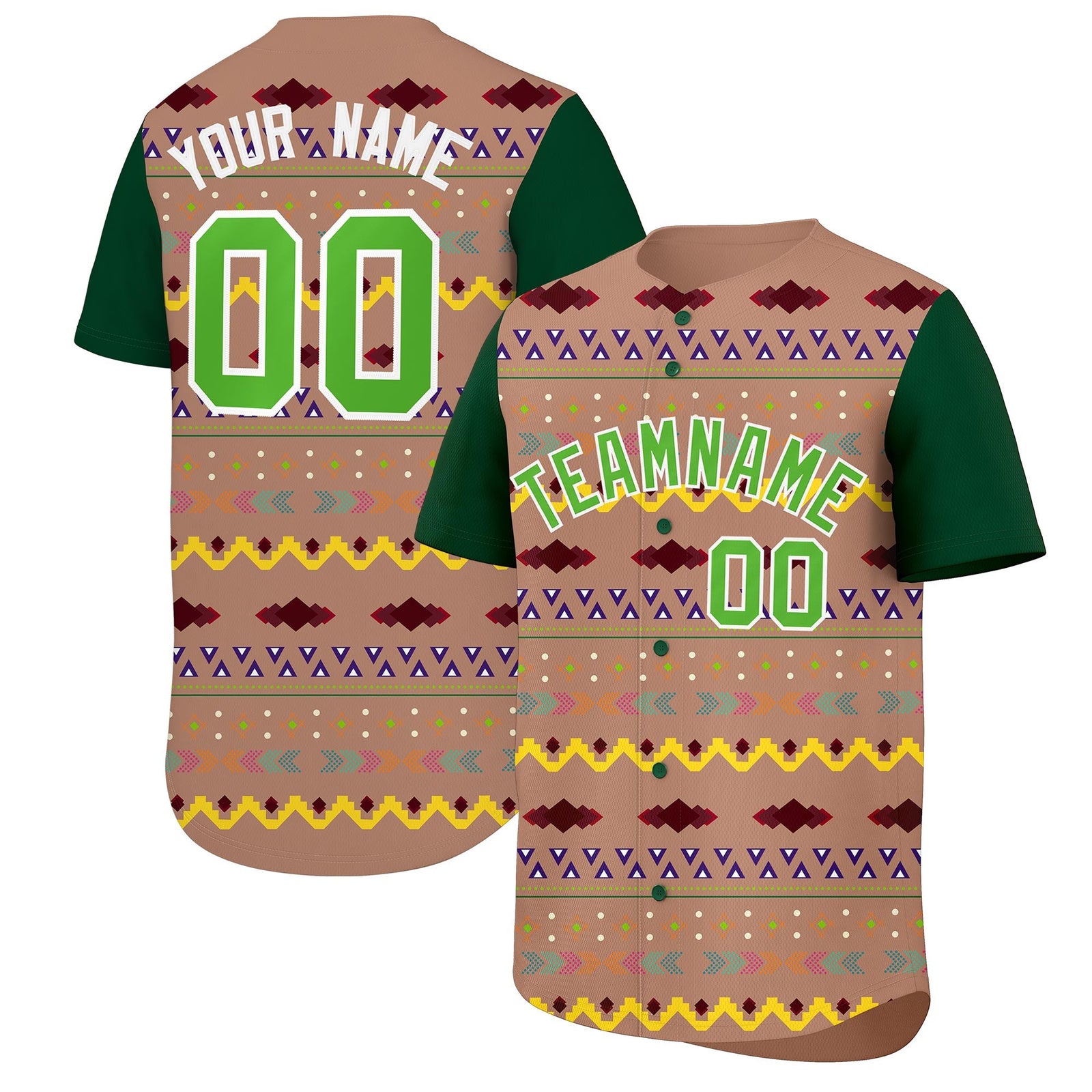 Custom Coffee Dark Green White Mexican style Lightweight Baseball Jersey| KXKSHOP