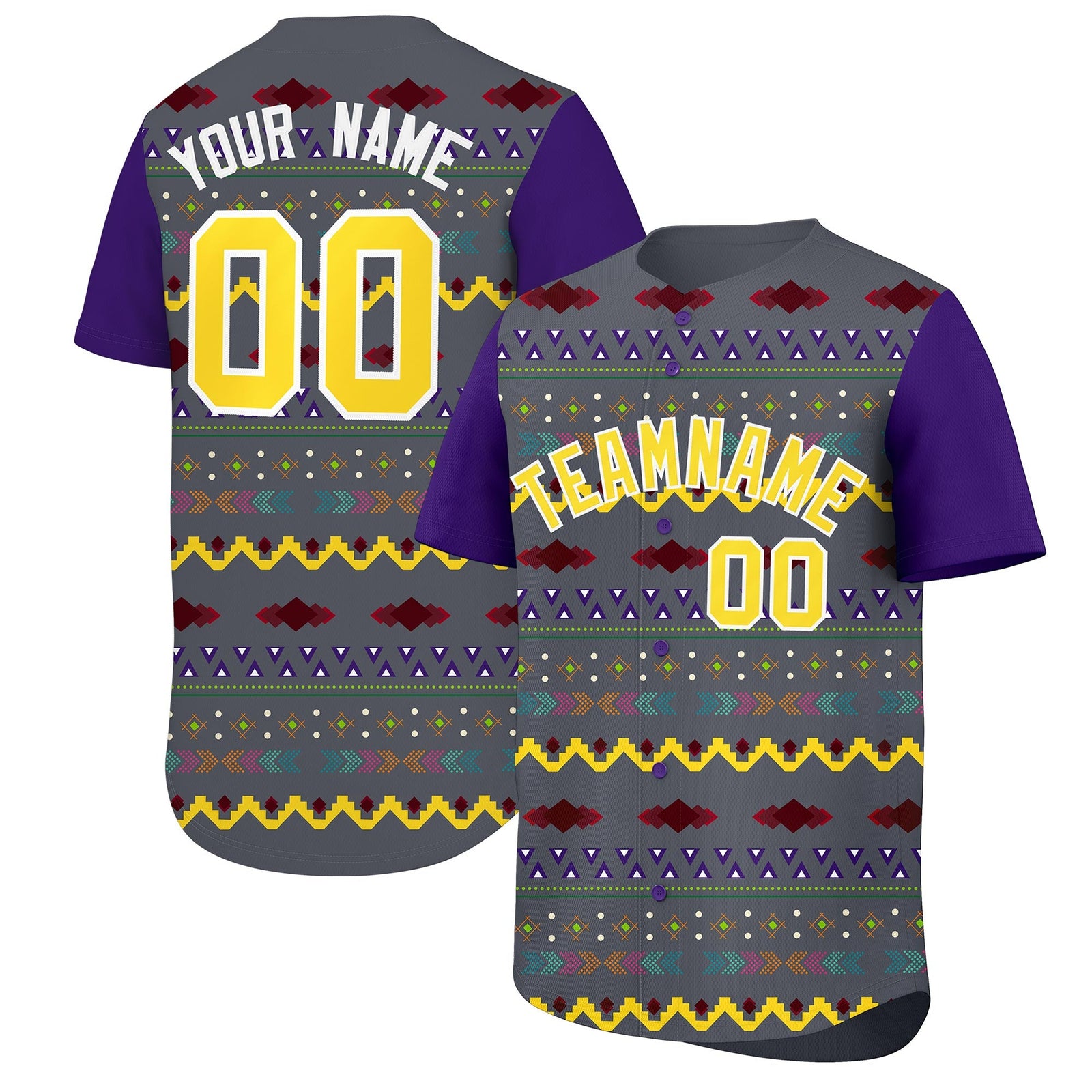 Custom Purple White Gold Mexican style Lightweight Baseball Jersey| KXKSHOP