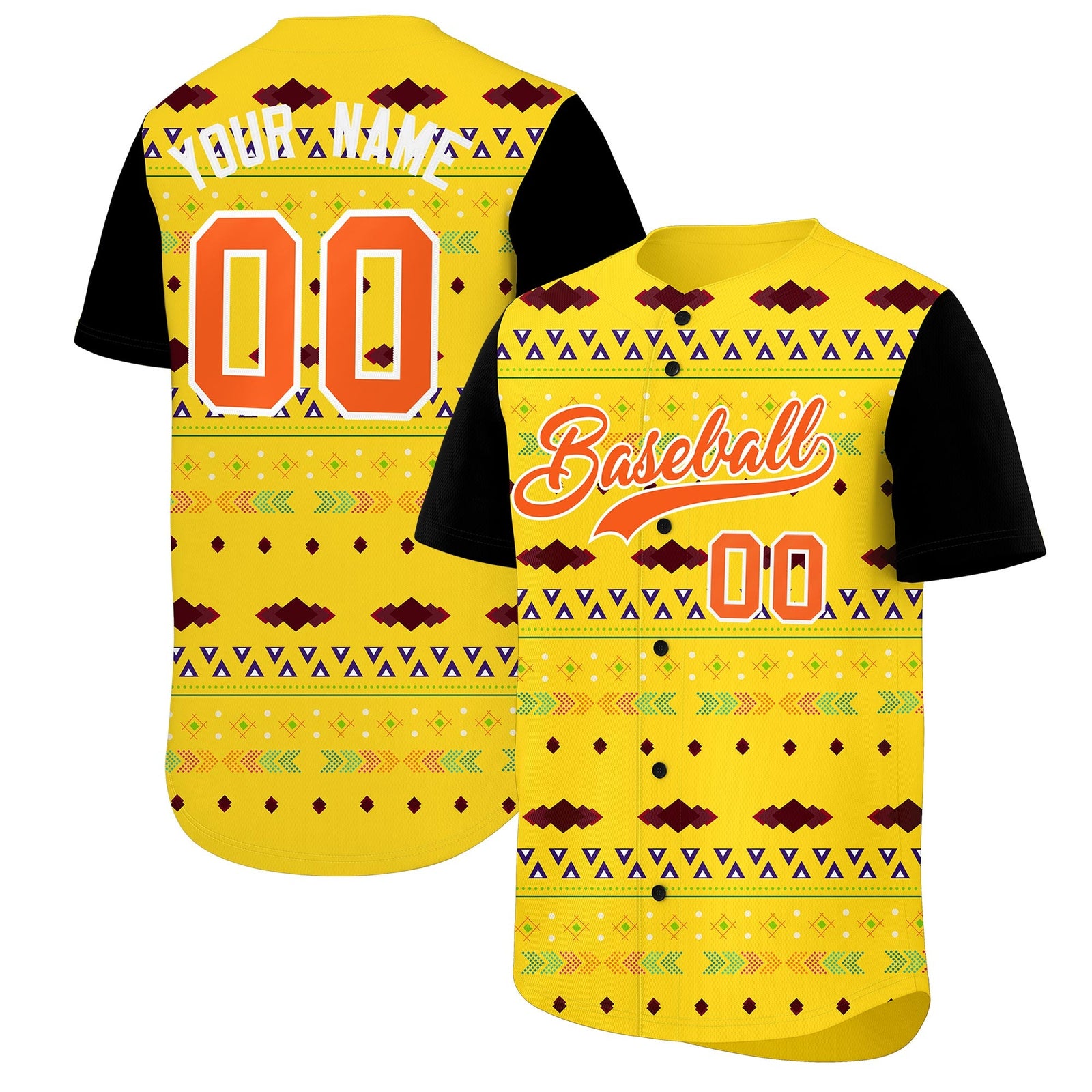 Custom Gold Black White Mexican style Stretch Fabric Baseball Jersey| KXKSHOP