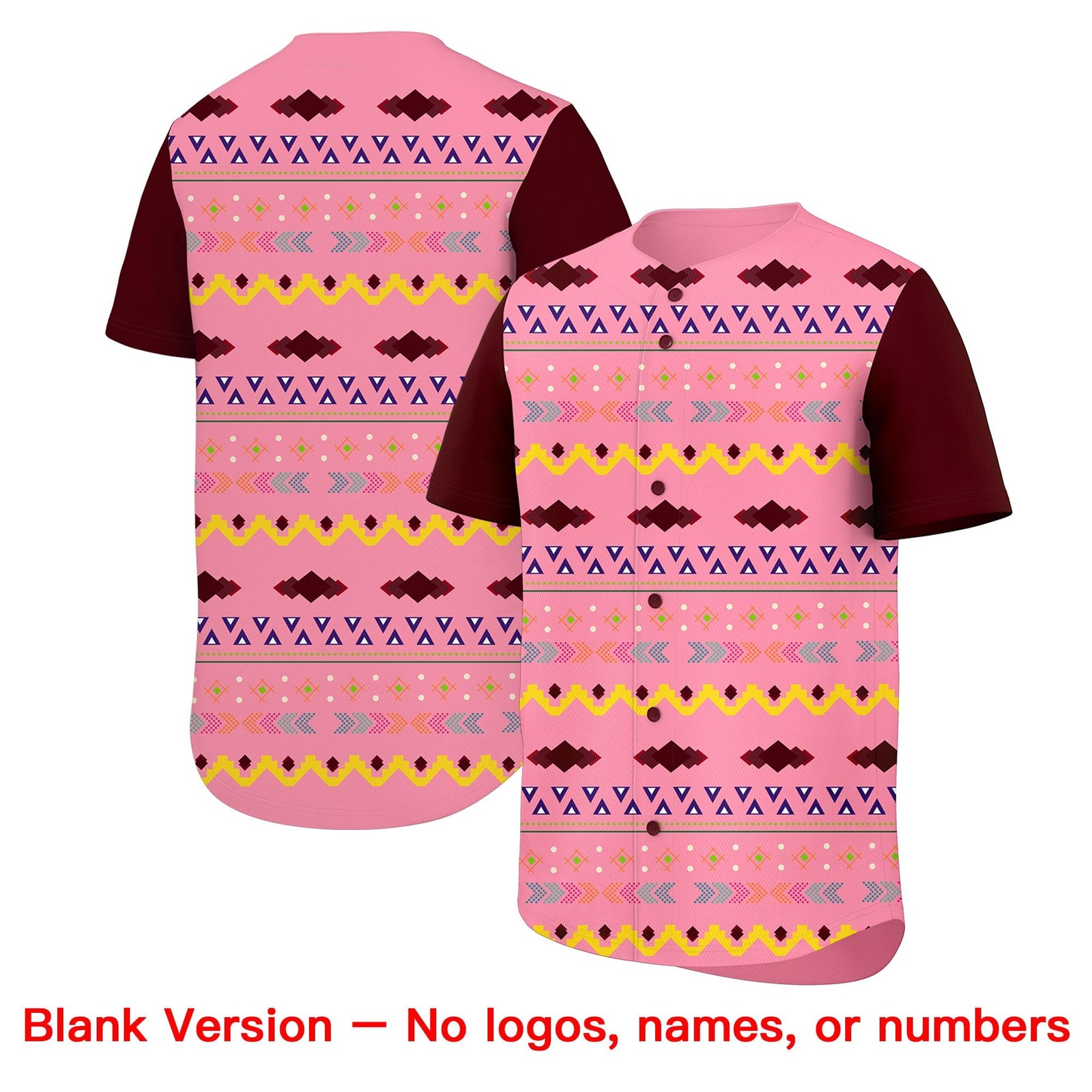 Custom Light Pink Burgundy White Mexican style Breathable Baseball Jersey| KXKSHOP