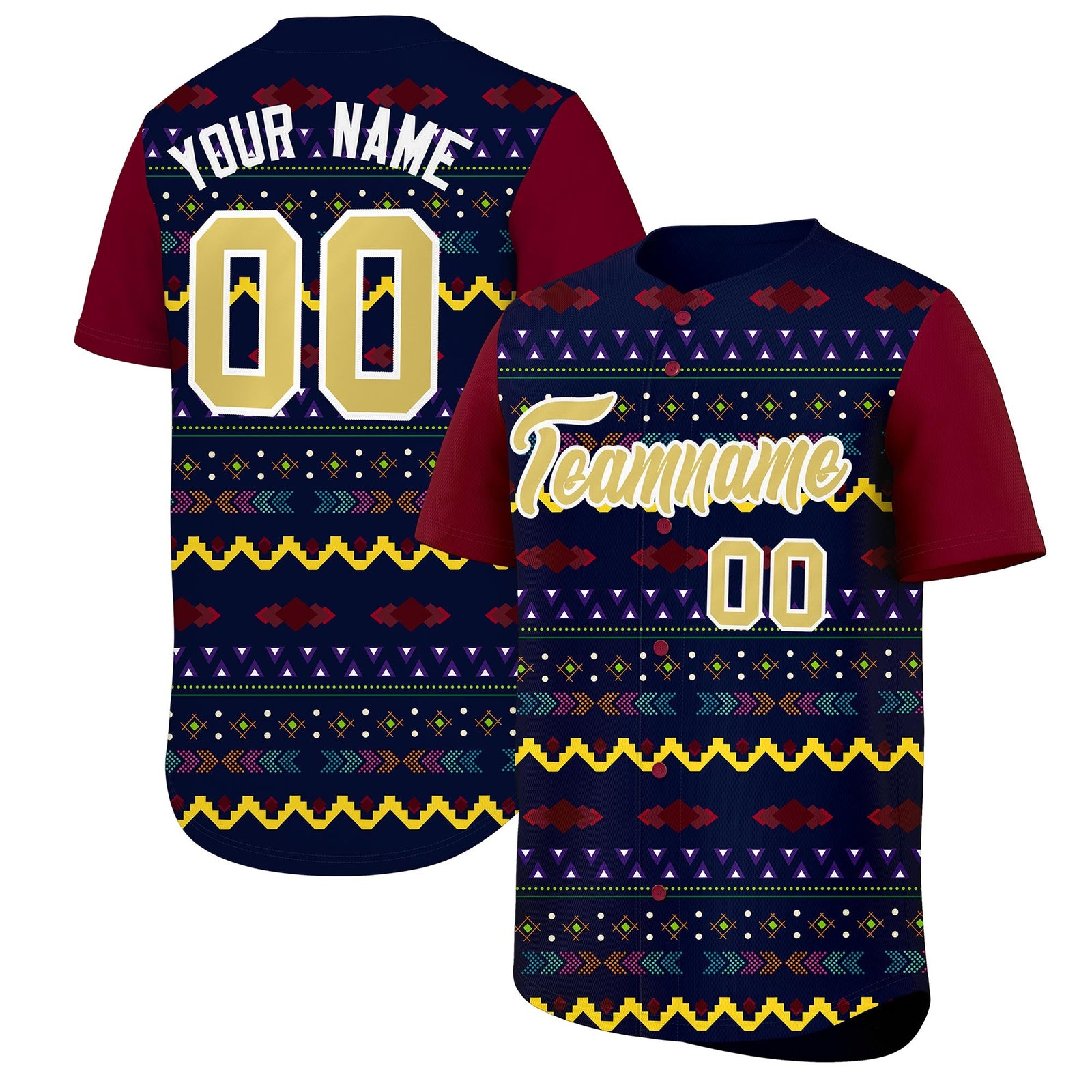 Custom Navy Crimson White Mexican style Breathable Baseball Jersey| KXKSHOP
