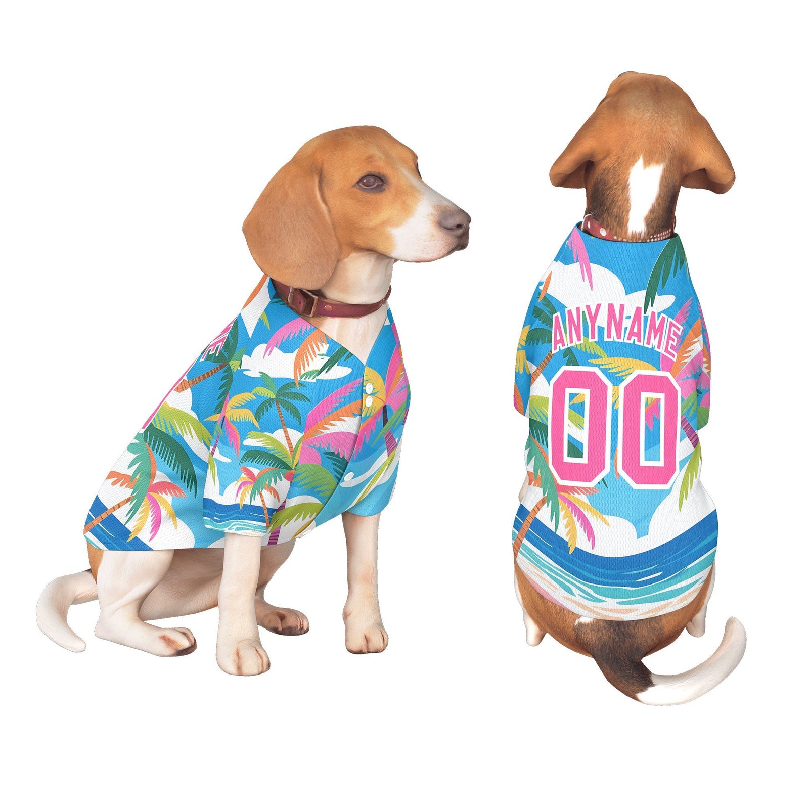 Custom Light Blue White Hawaiian Style Graffiti Pattern Dog Jersey| KXKSHOP