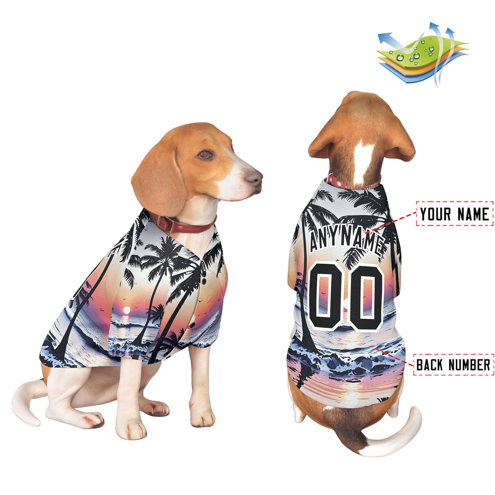Custom Black White Hawaiian Style Graffiti Pattern Dog Jersey| KXKSHOP