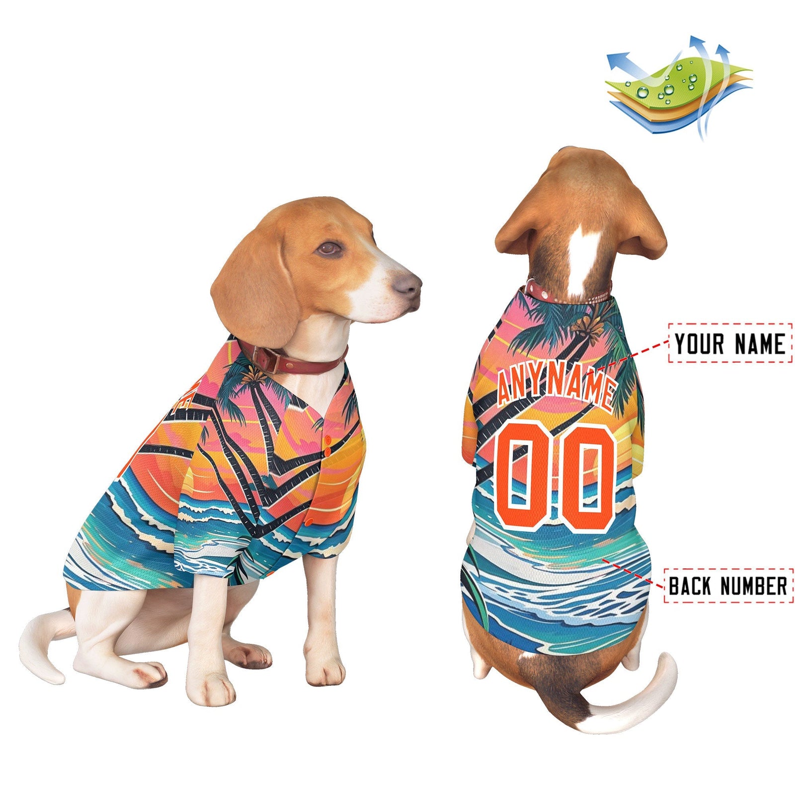 Custom Orange White Hawaiian Style Graffiti Pattern Dog Jersey| KXKSHOP