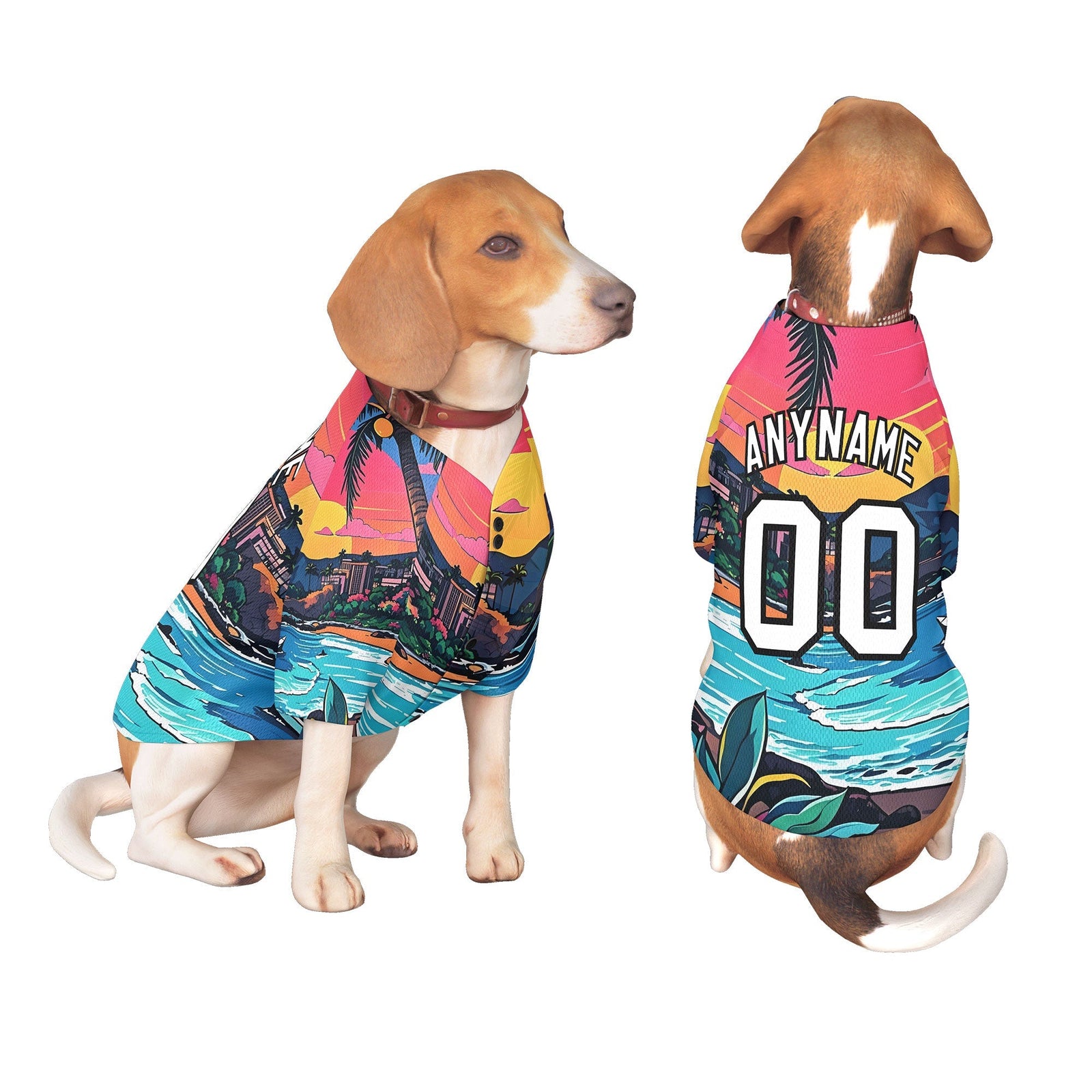 Custom Black White Hawaiian Style Graffiti Pattern Dog Jersey| KXKSHOP