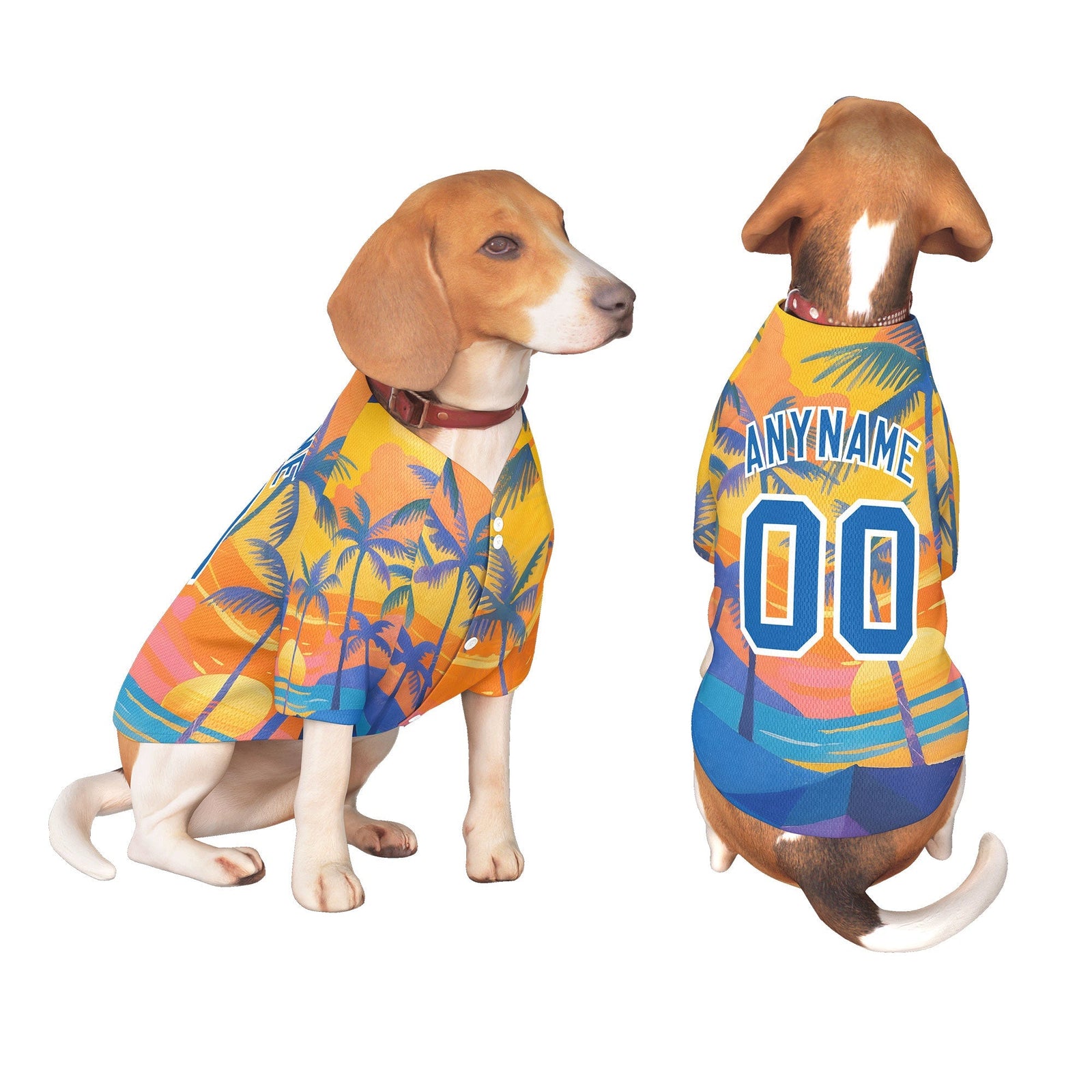 Custom Royal White Hawaiian Style Graffiti Pattern Dog Jersey| KXKSHOP