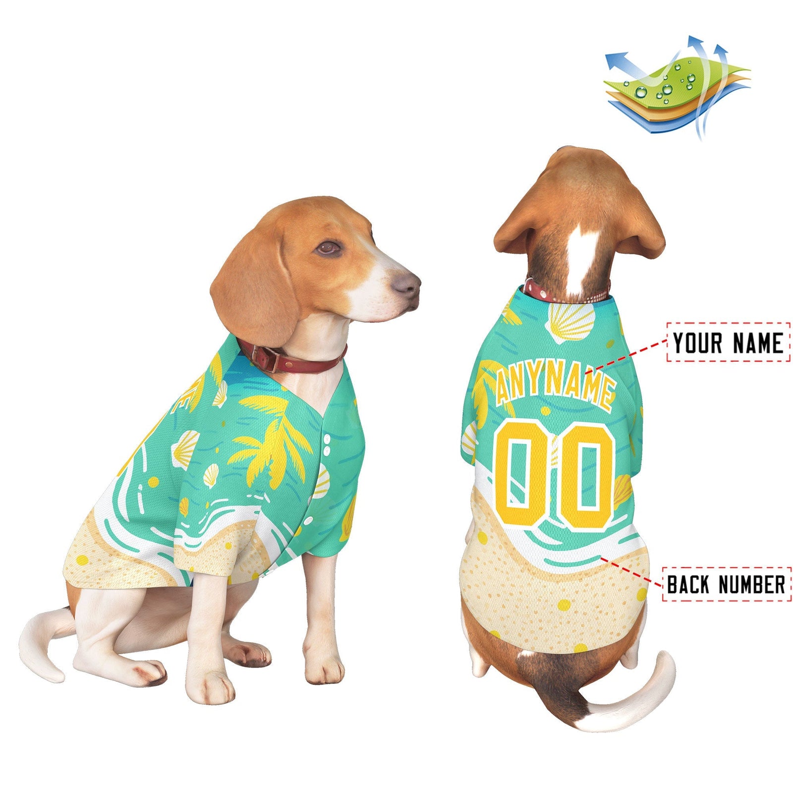 Custom Yellow White Hawaiian Style Graffiti Pattern Dog Jersey| KXKSHOP